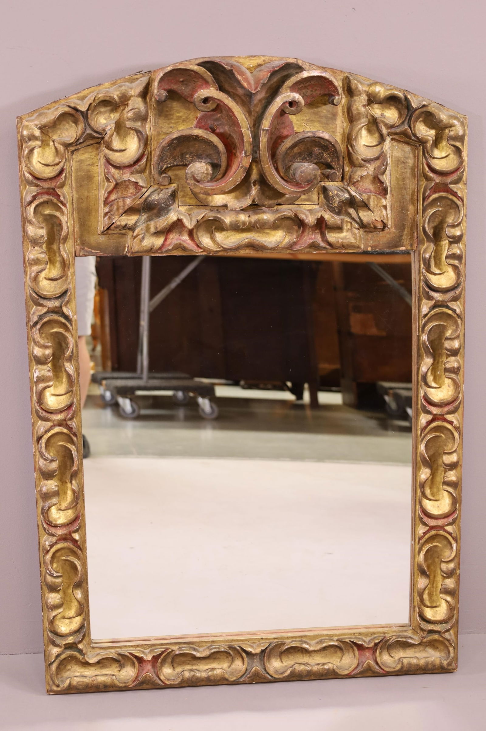 19TH CENTURY ITALIAN GILT WOOD WALL MIRROR (1 of 6)