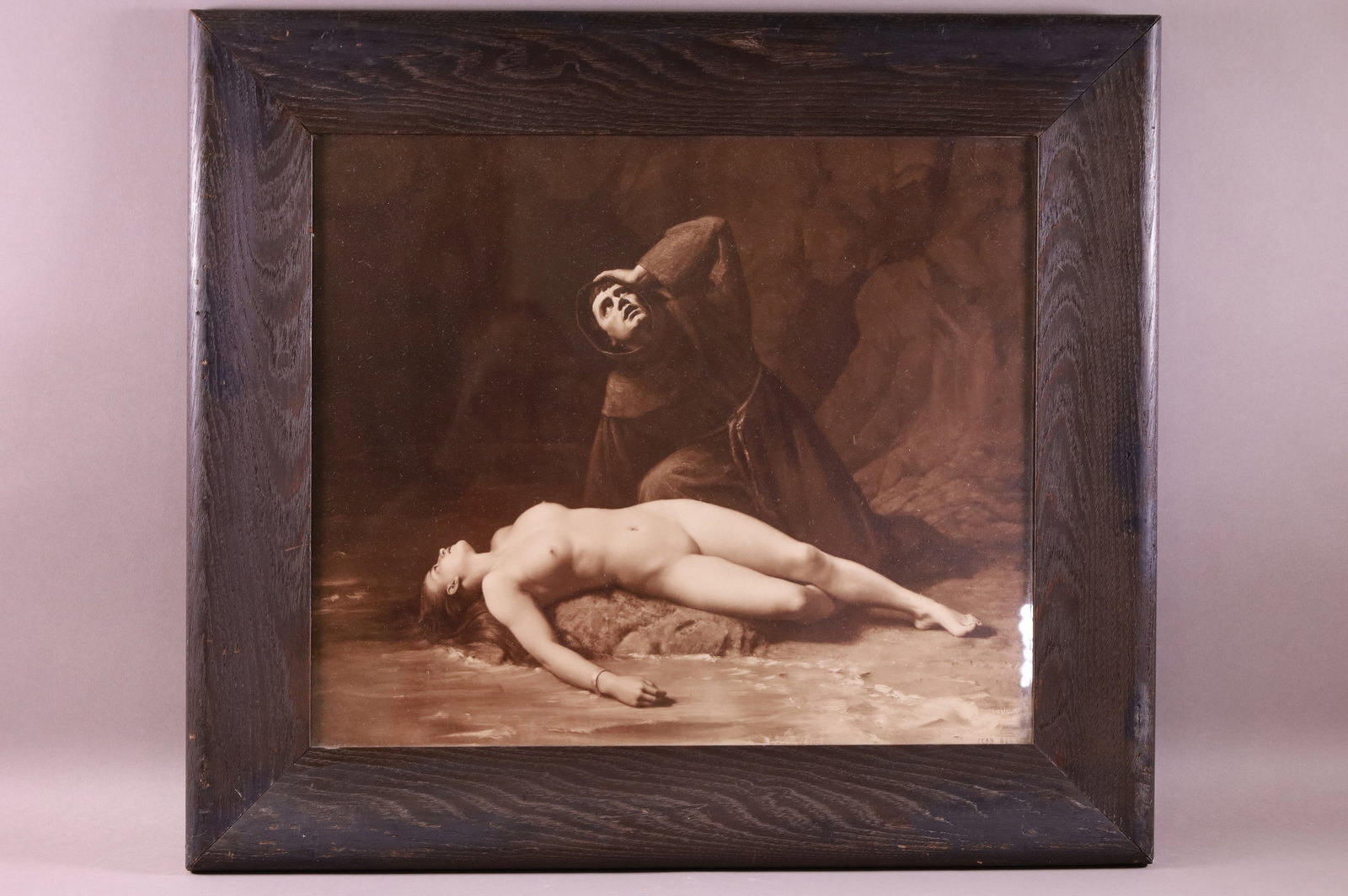 JEAN BENNER VICTORIAN PRINT: FRAMED VICTORIAN NUDE PRINT, MARKED JEAN BENNER. 24" x 21" IN FRAME