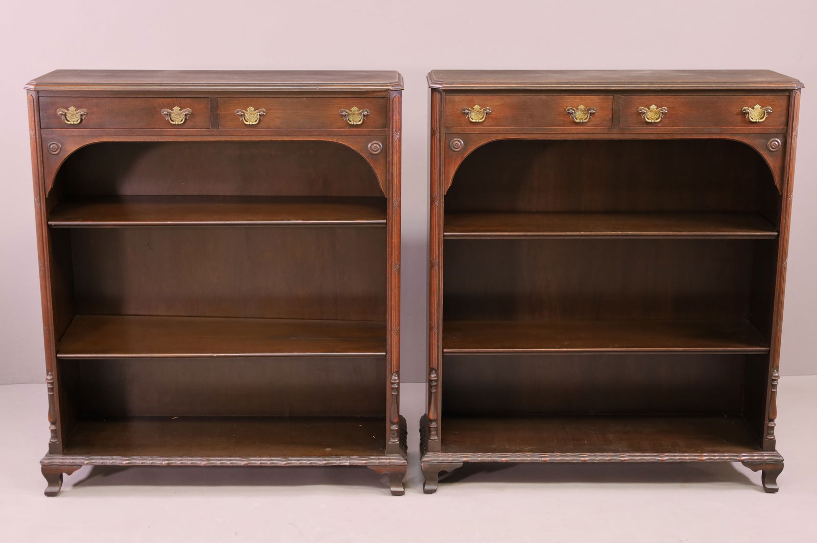 PAIR OF 1930'S OPEN BOOKSHELVES (1 of 3)