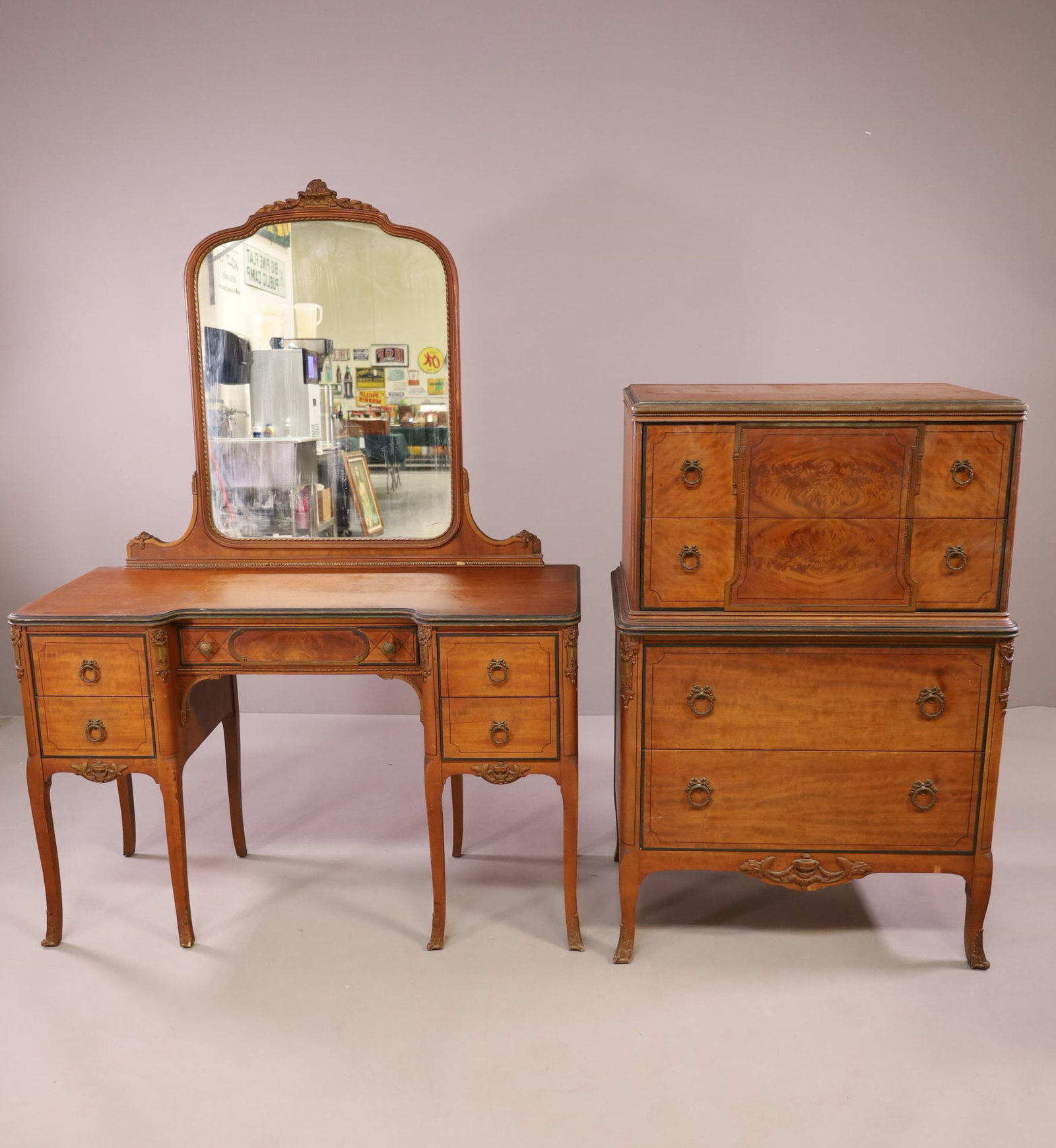 TWO PIECE 1930'S BEDROOM SET (AS IS) (1 of 6)