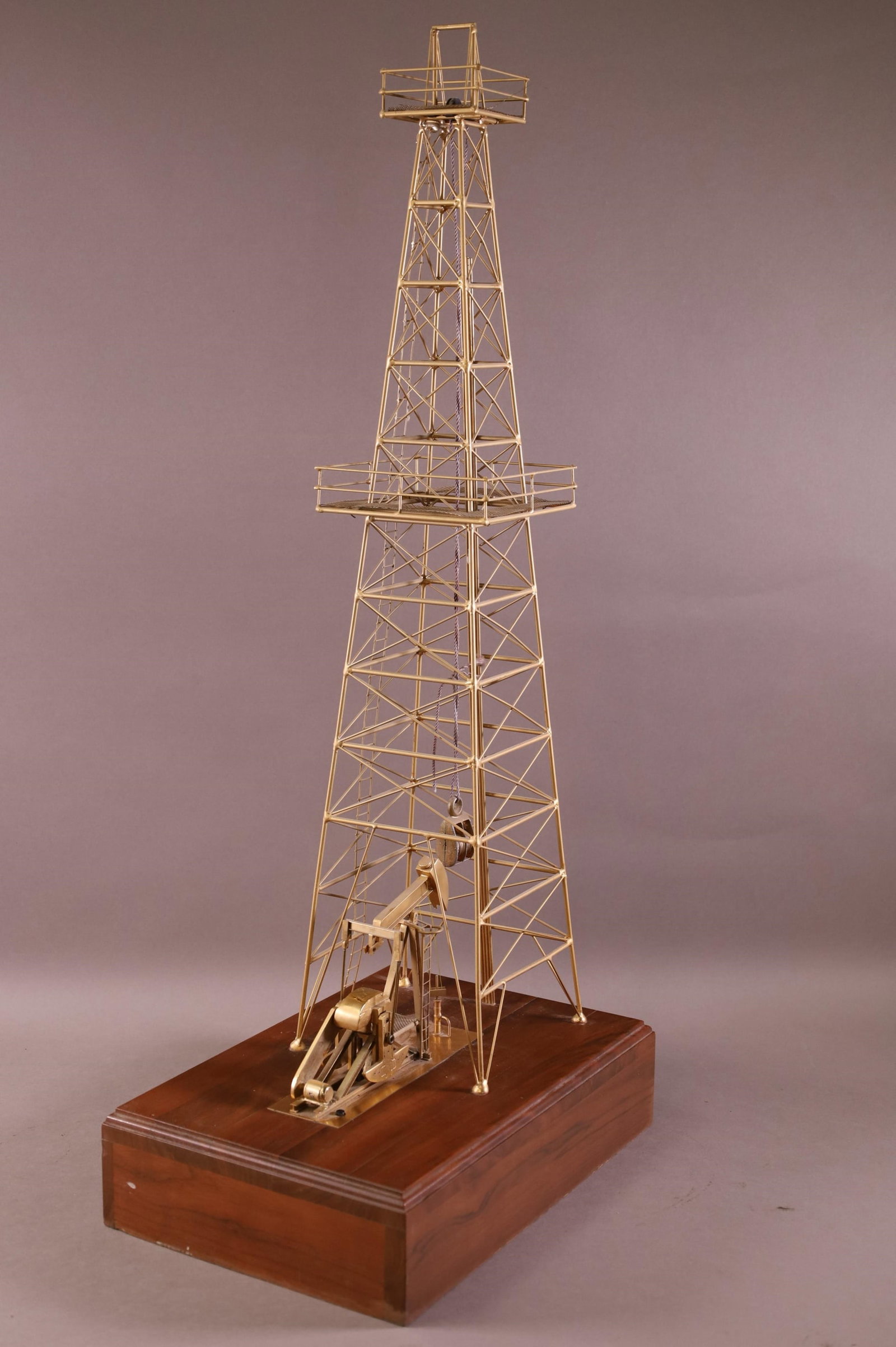 OIL DREDGE MODEL: TABLE TOP OIL DREDGE MODEL. ON WOODEN BASE. 30" H. THIS ITEM EXCEEDS SIZE LIMITATIONS FOR IN HOUSE SHIPPING.