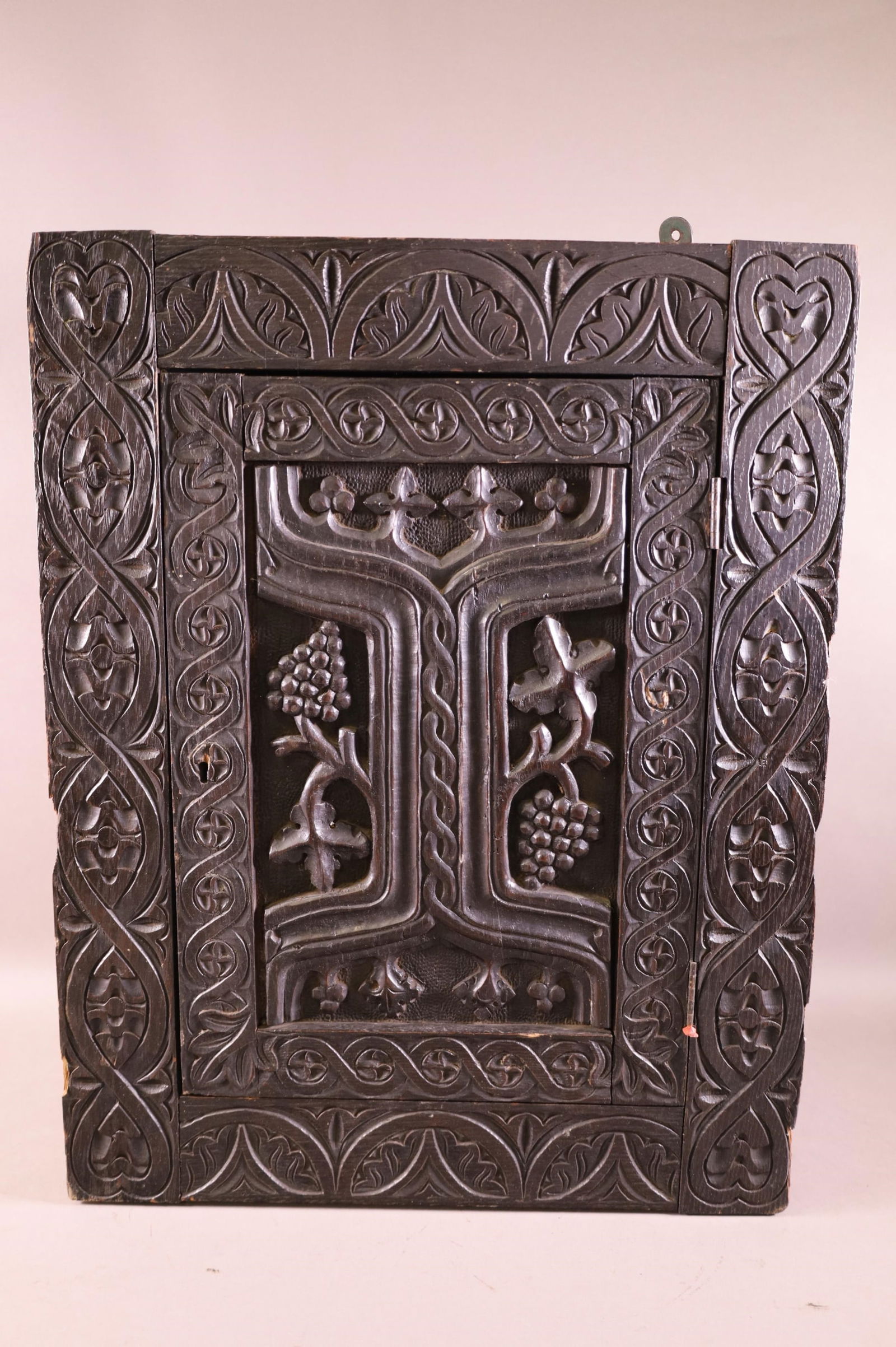 1900'S HIGHLY CARVED HANGING CORNER CABINET (1 of 3)