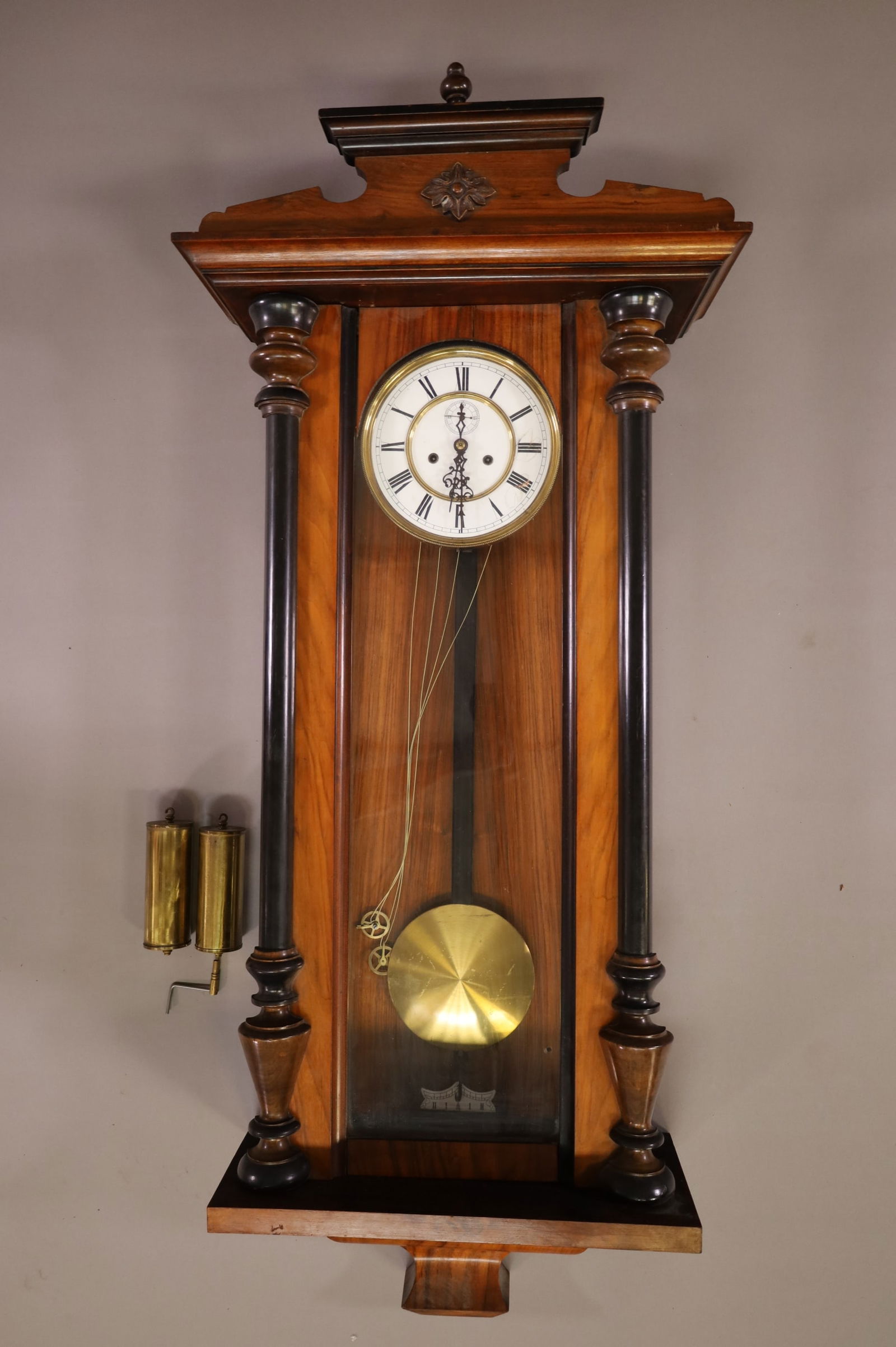 VICTORIAN TWO WEIGHT WALL CLOCK (1 of 2)