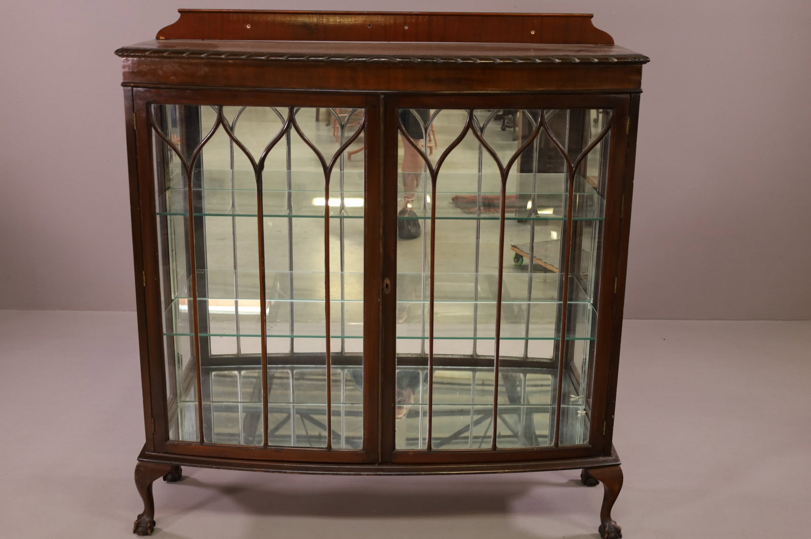 ANTIQUE MAHOGANY TWO DOOR CURIO CABINET (1 of 3)