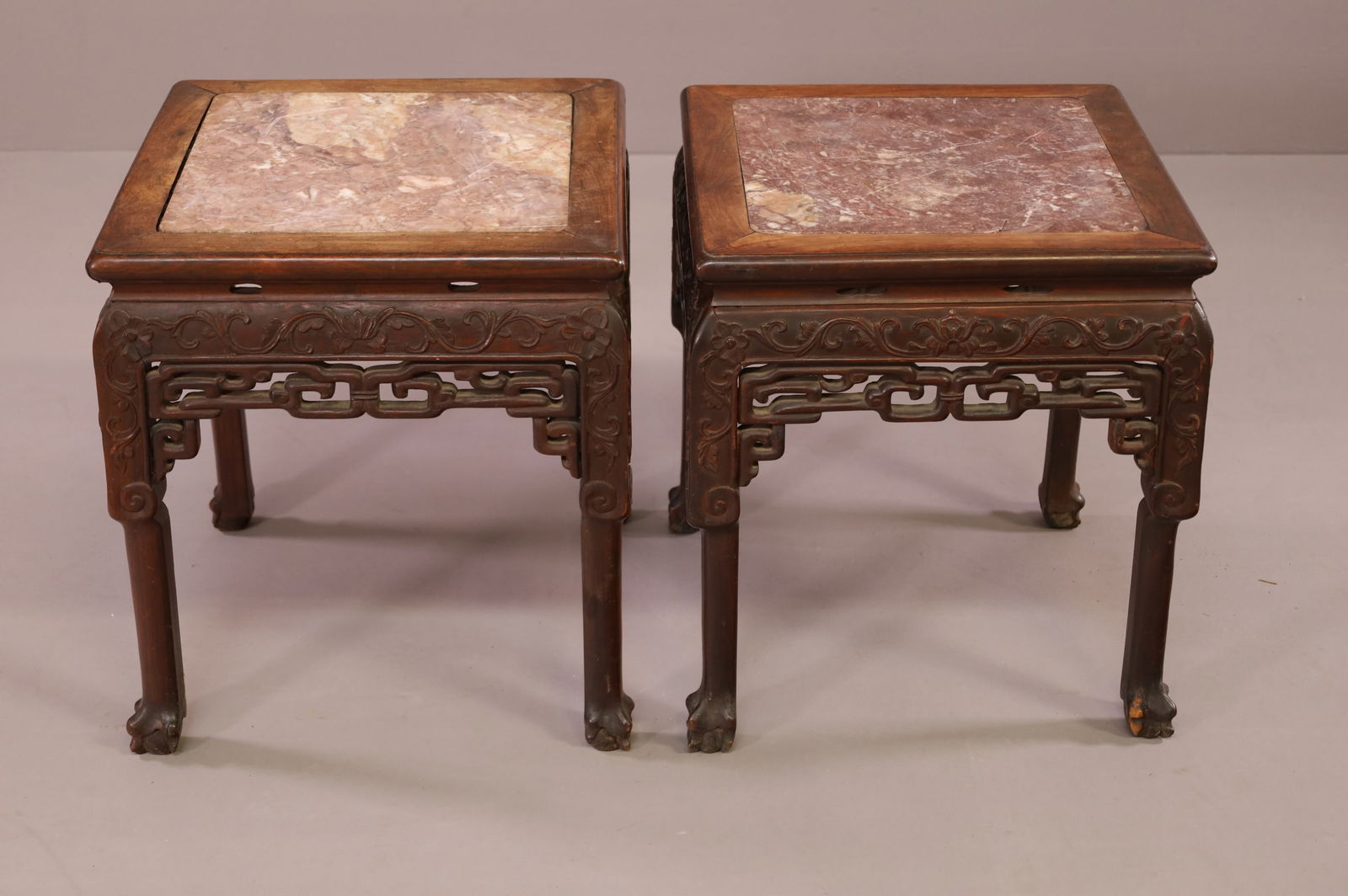 PAIR OF CHINESE MARBLE TOP TABLES (1 of 3)