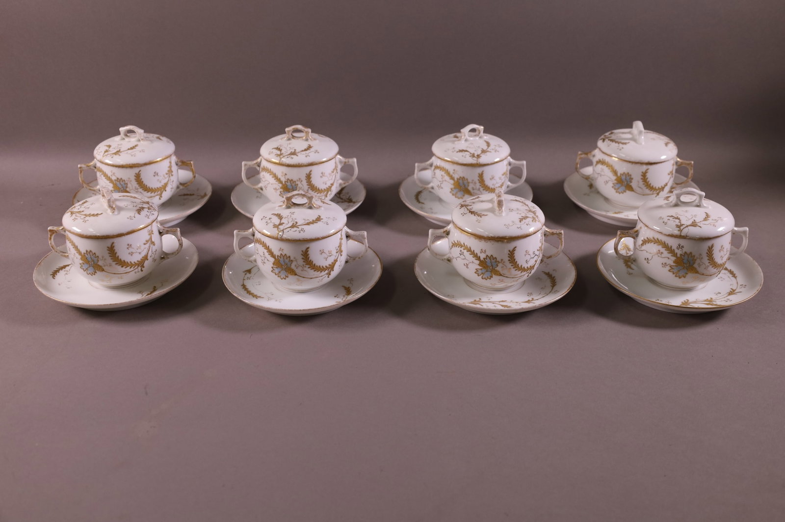 SET OF 8 LIMOGES COVERED CUPS & SAUCERS (1 of 3)