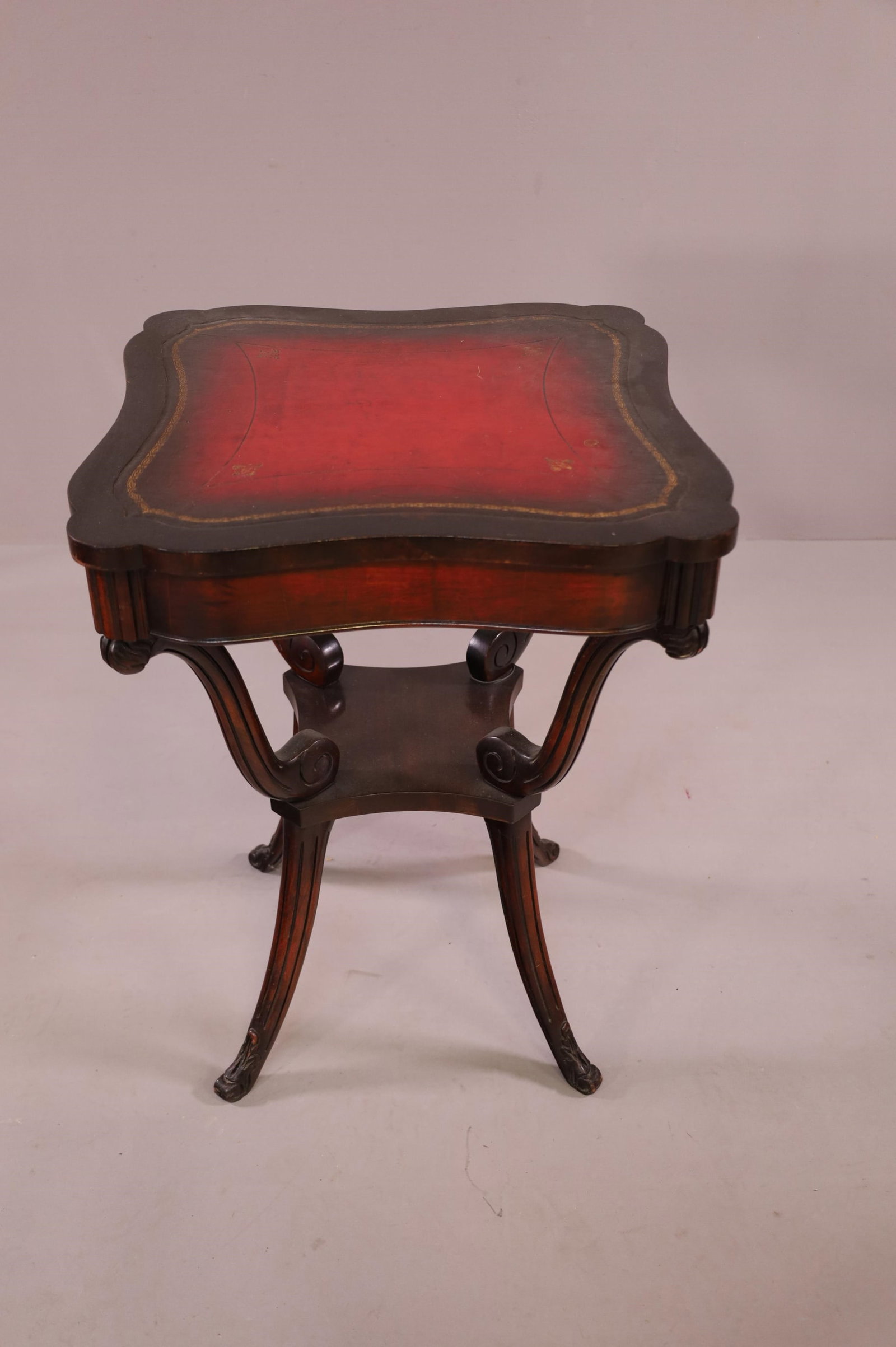 LEATHER TOP MAHOGANY LAMP TABLE (1 of 3)