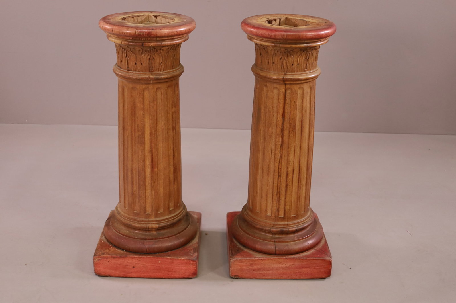 PAIR OF CARVED WOODEN COLUMNS (1 of 3)
