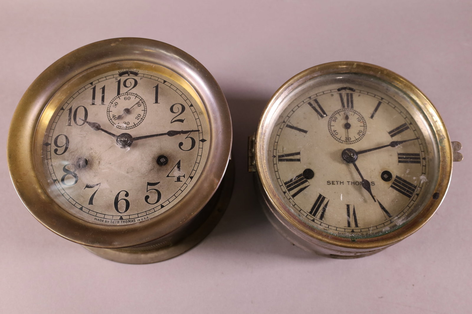 2 BRASS SHIP'S CLOCKS (1 of 4)
