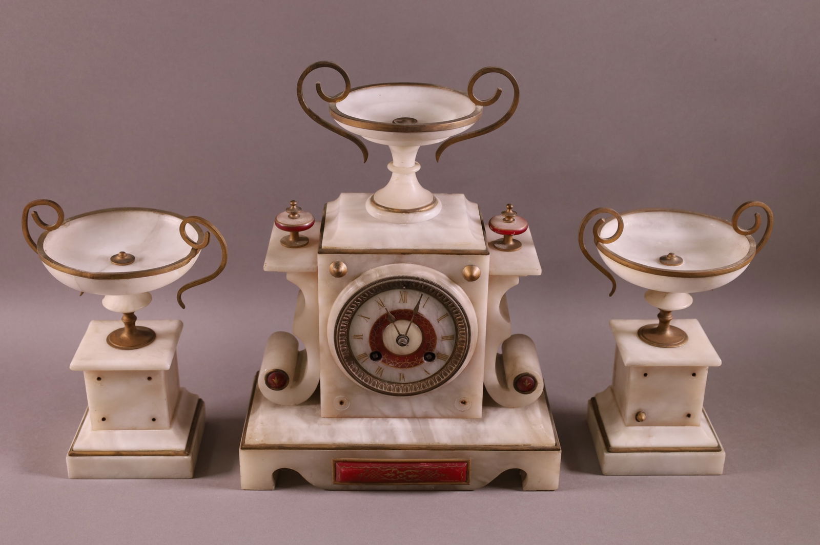 3 PIECE ALABASTER CLOCK SET (1 of 4)
