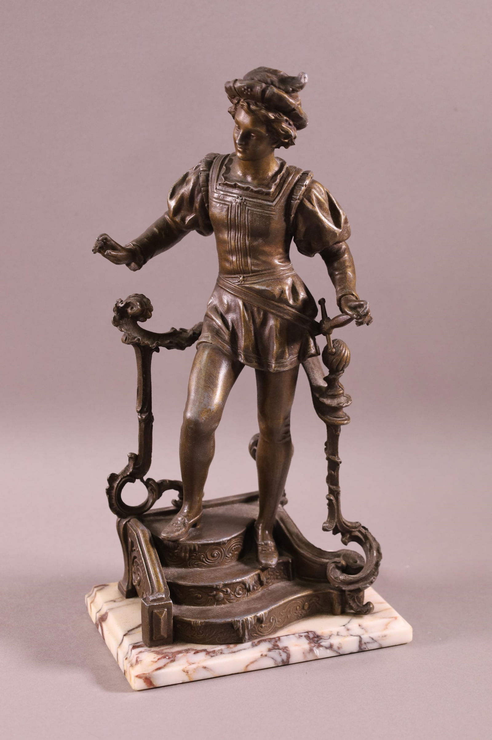 ANTIQUE BRONZE OF MAN WITH SWORD (1 of 2)