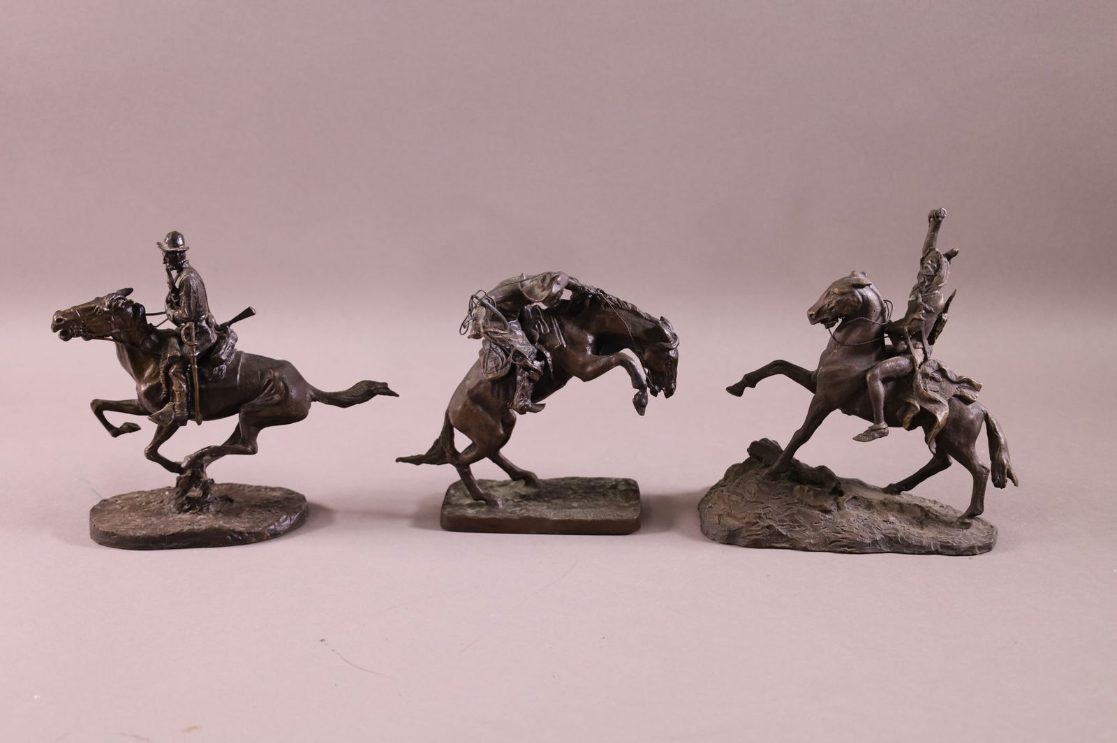 3 SMALL REMINGTON RECAST BRONZES (1 of 8)