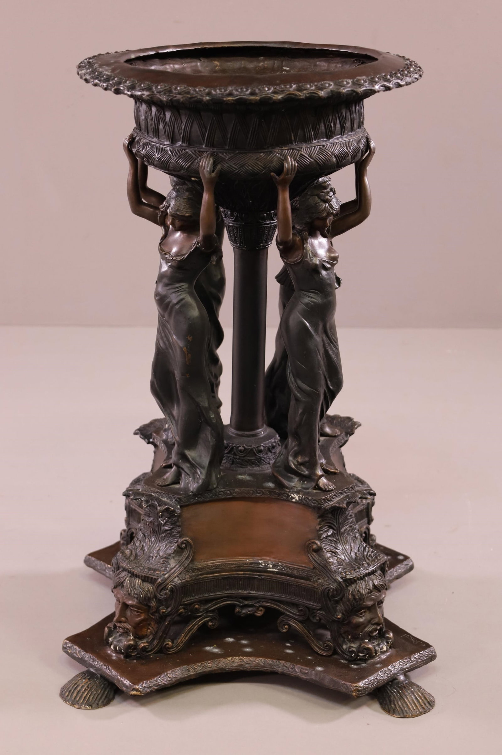 LARGE FIGURAL BRONZE PLANTER (1 of 4)