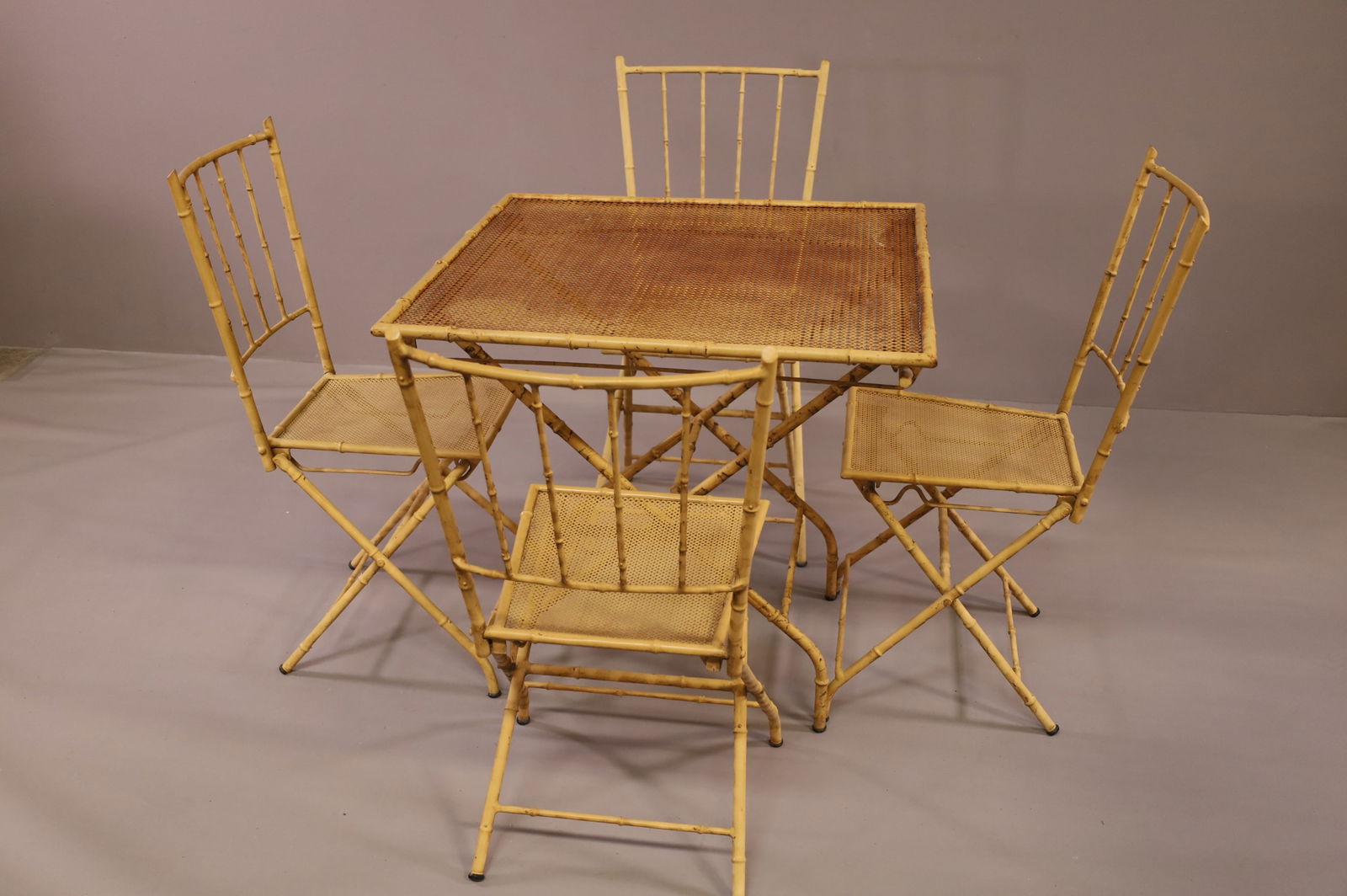 FAUX BAMBOO CARD TABLE SET (1 of 7)