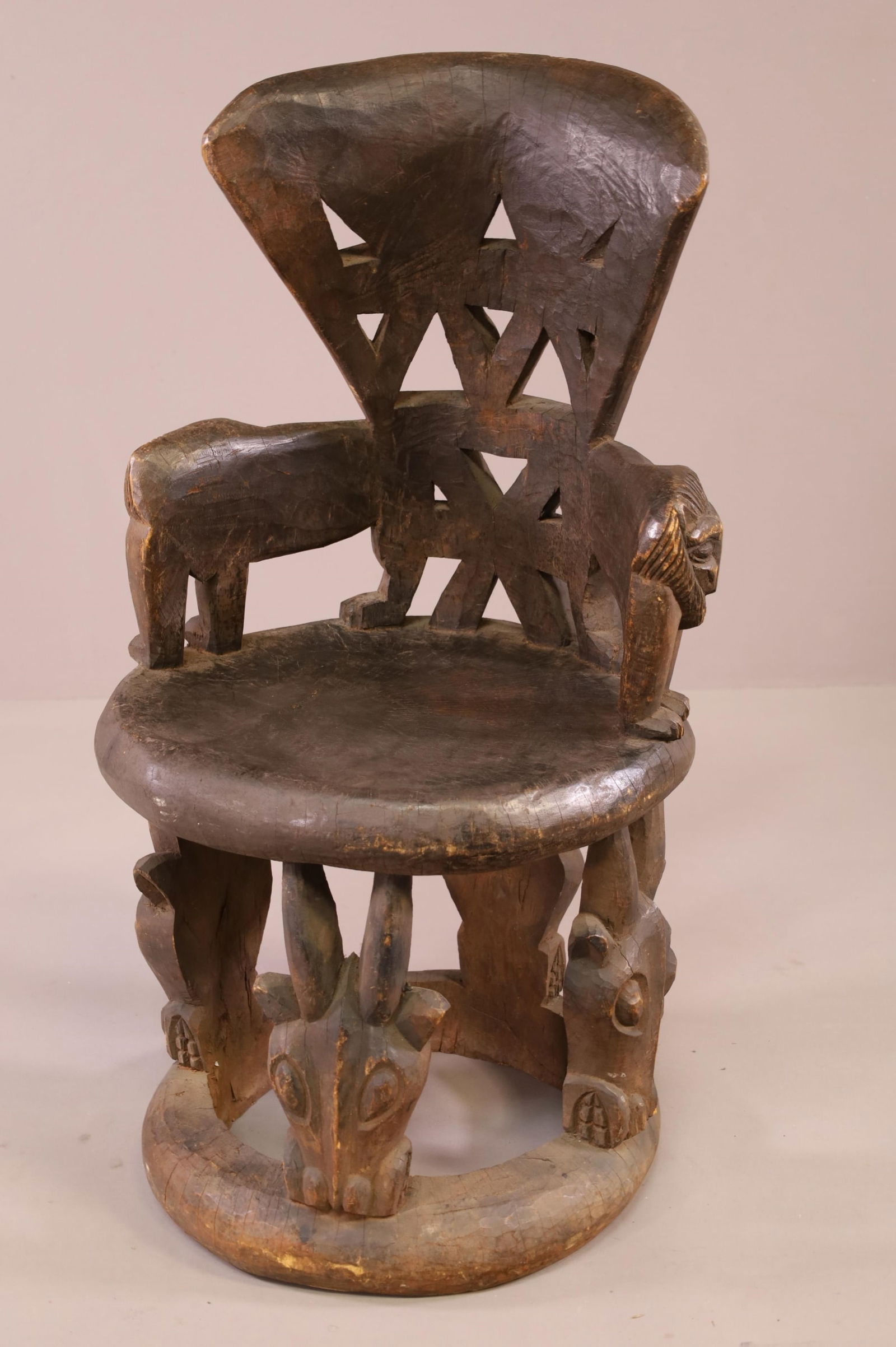 CARVED AFRICAN THRONE CHAIR (1 of 4)