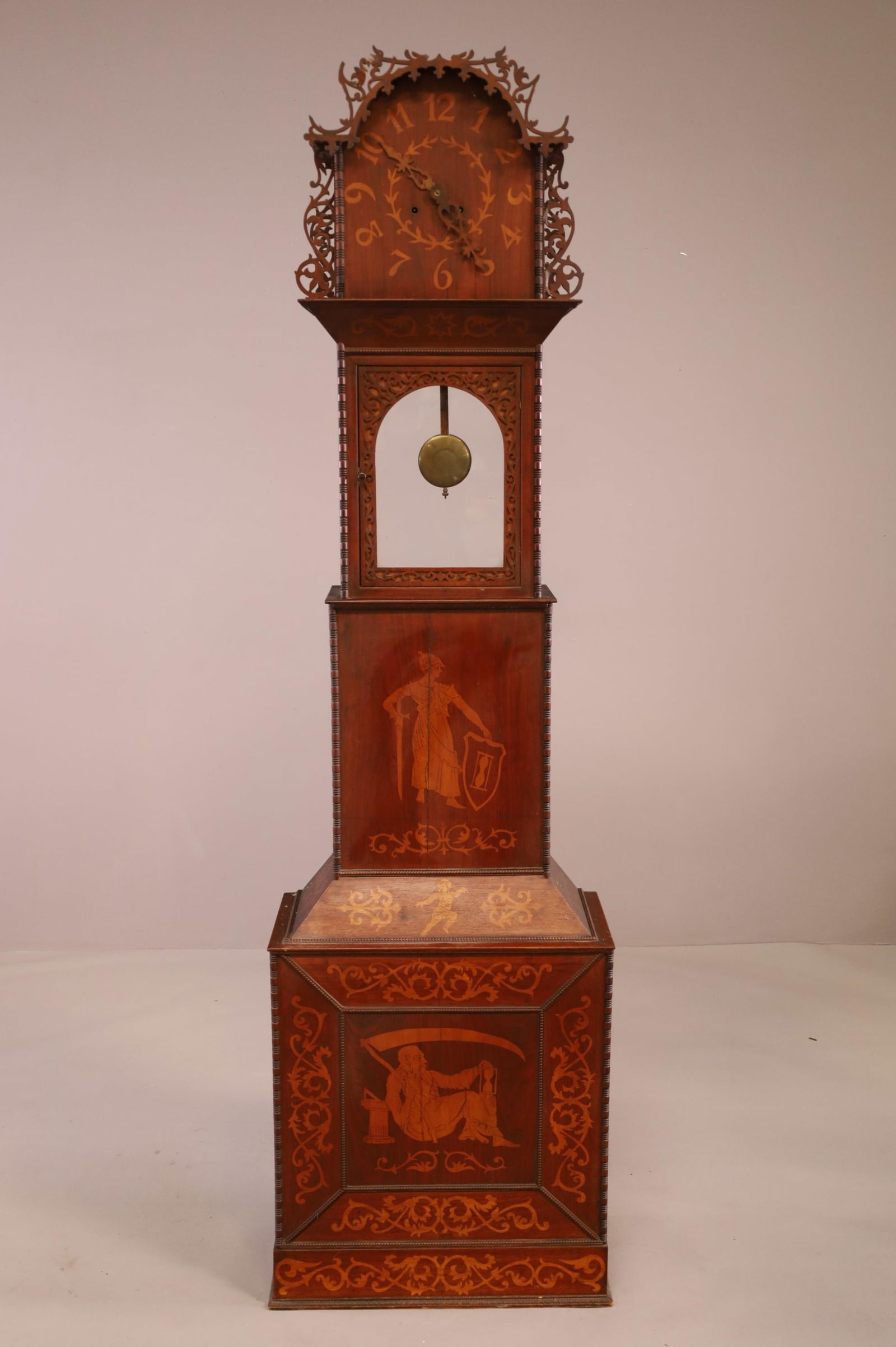 MARQUETRY INLAID GRANDFATHER CLOCK (1 of 13)