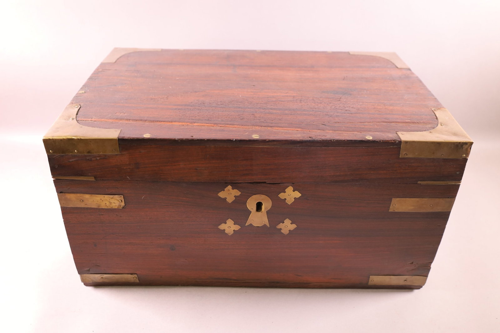 LARGE ANTIQUE BRASS INLAID SEWING BOX OR DESK (1 of 6)