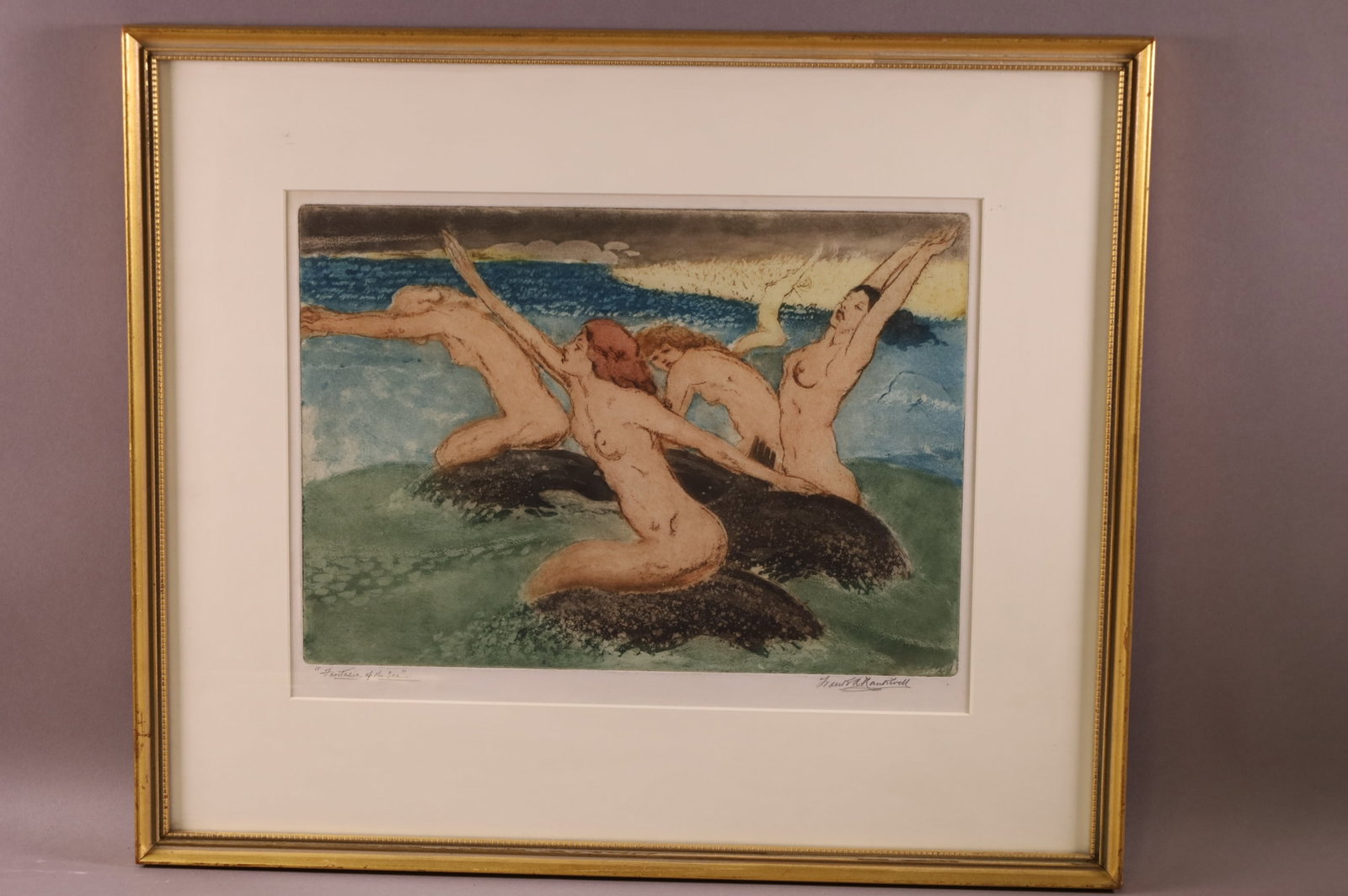 FRAMED COLORED NUDES ETCHING (1 of 4)