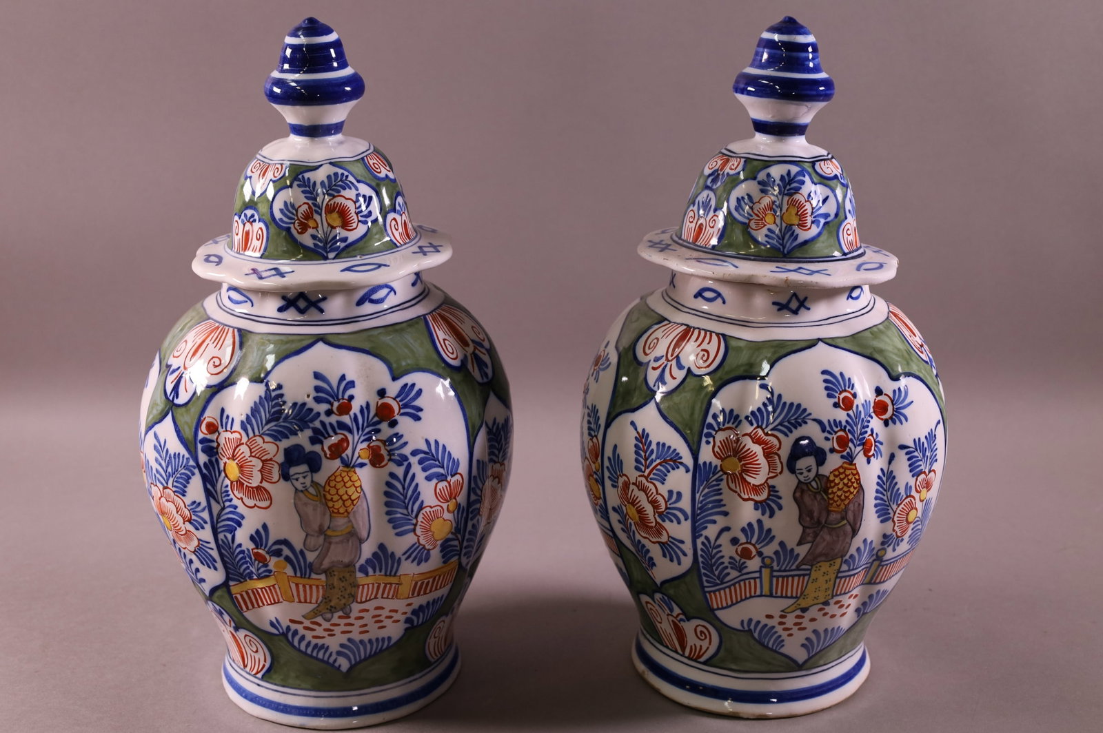 PAIR OF FRENCH PORCELAIN LIDDED URNS (1 of 6)
