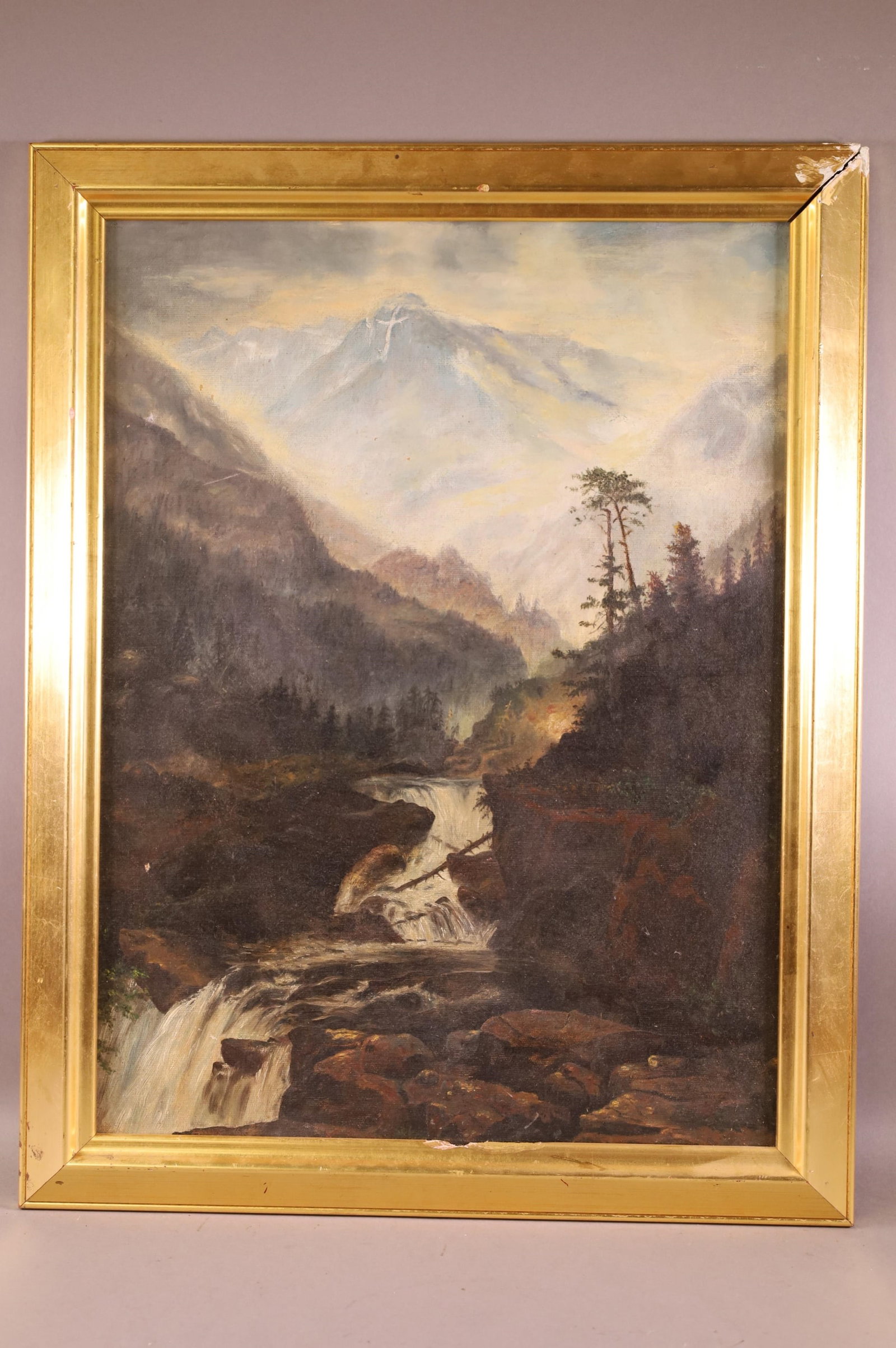 ANTIQUE MOUNT OF THE HOLY CROSS PAINTING (1 of 3)