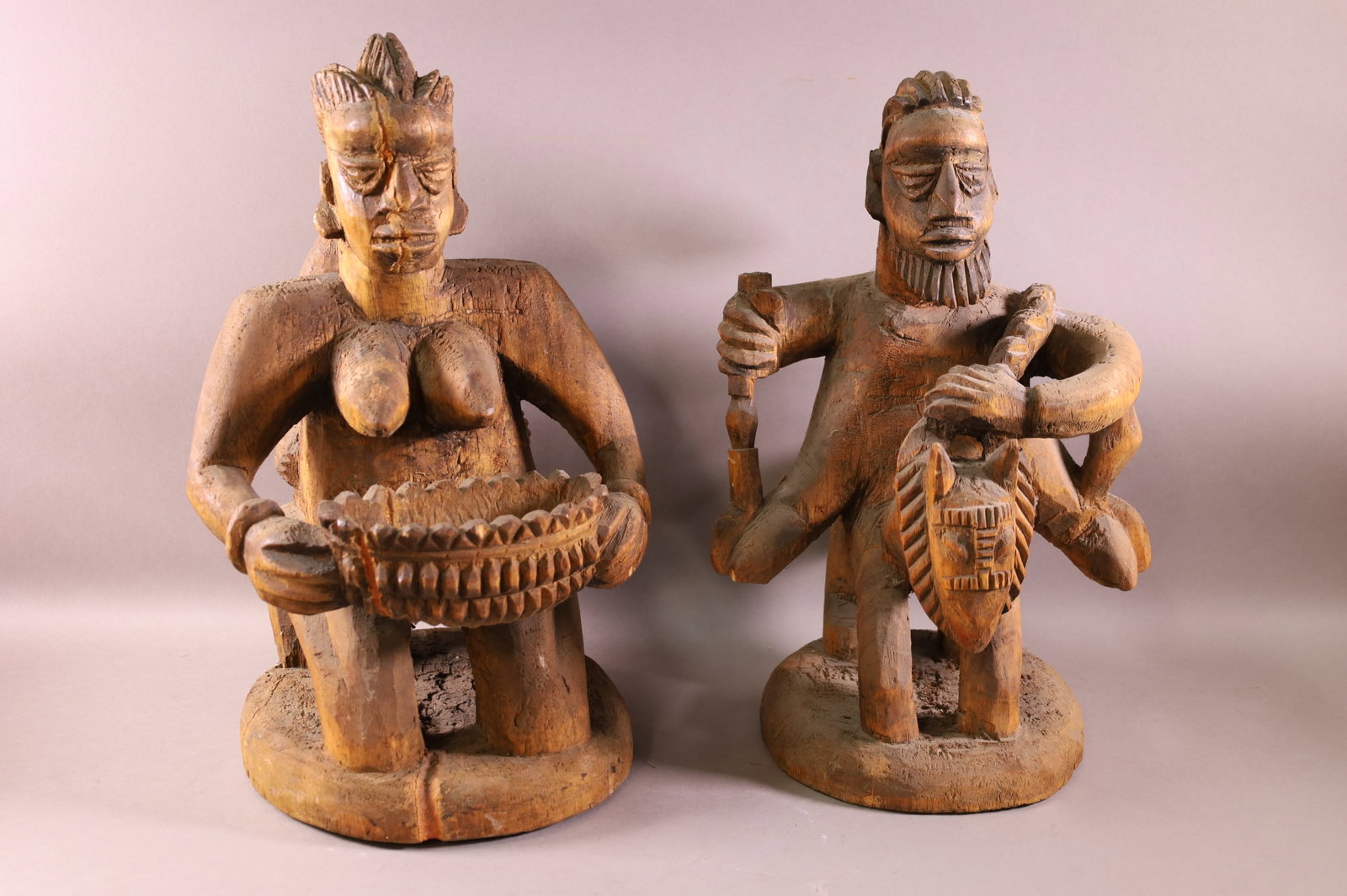 2 CARVED AFRICAN WOOD FIGURES (1 of 3)