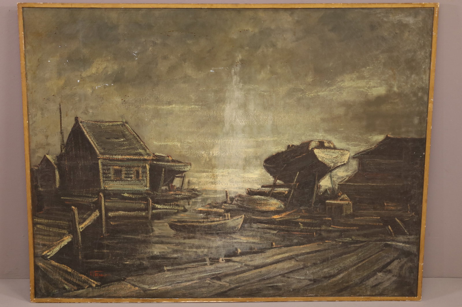 LARGE HARBOR SCENE PAINTING (1 of 5)