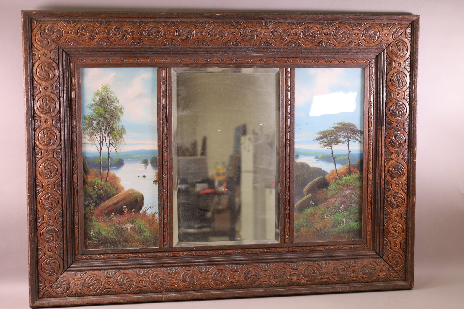 VICTORIAN MIRROR WITH PAINTED SCENES (1 of 4)