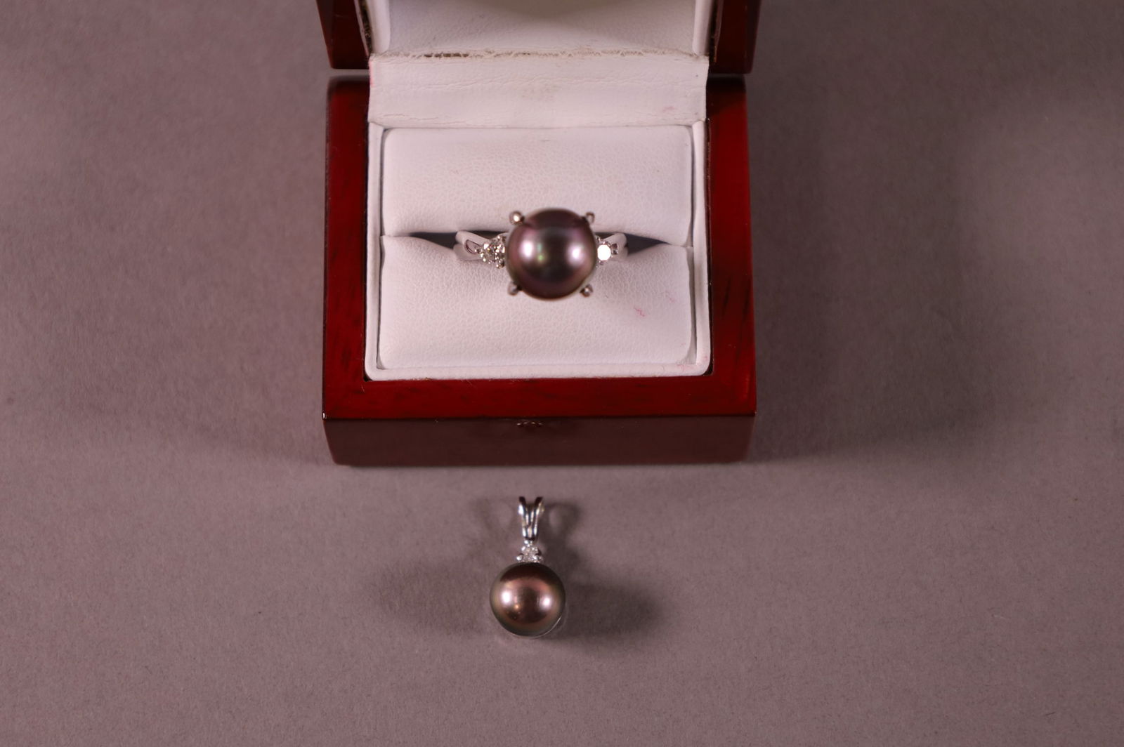 PLATINUM & PEARL RING WITH PENDANT (1 of 4)