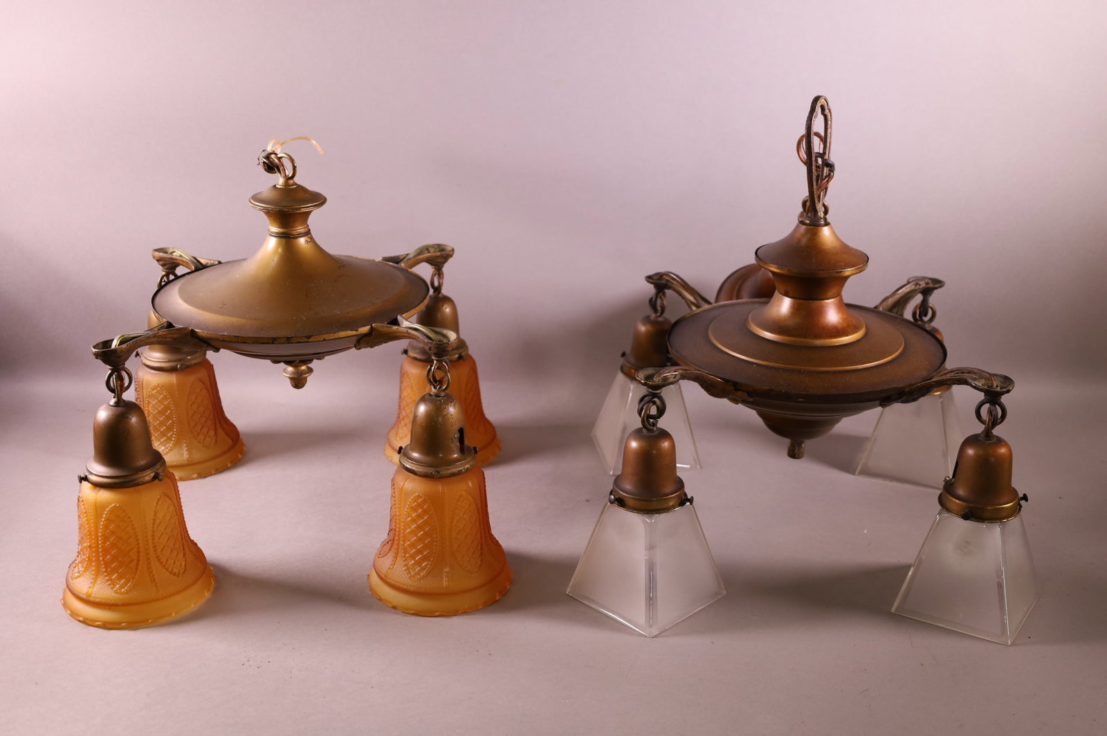 2 ANTIQUE HANGING 4 ARM LIGHTS (1 of 7)