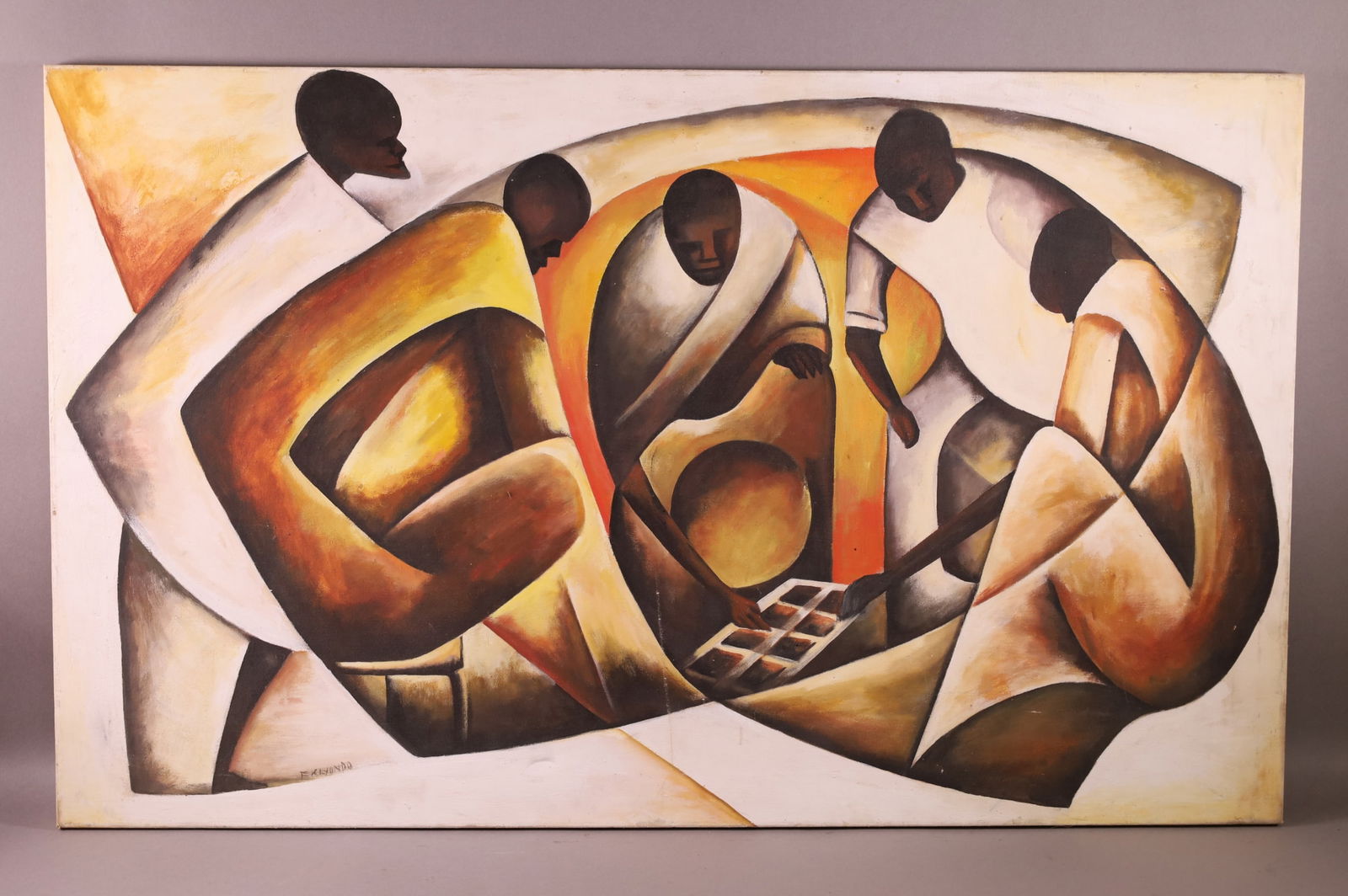 UNFRAMED ABSTRACT OIL PAINTING (1 of 3)