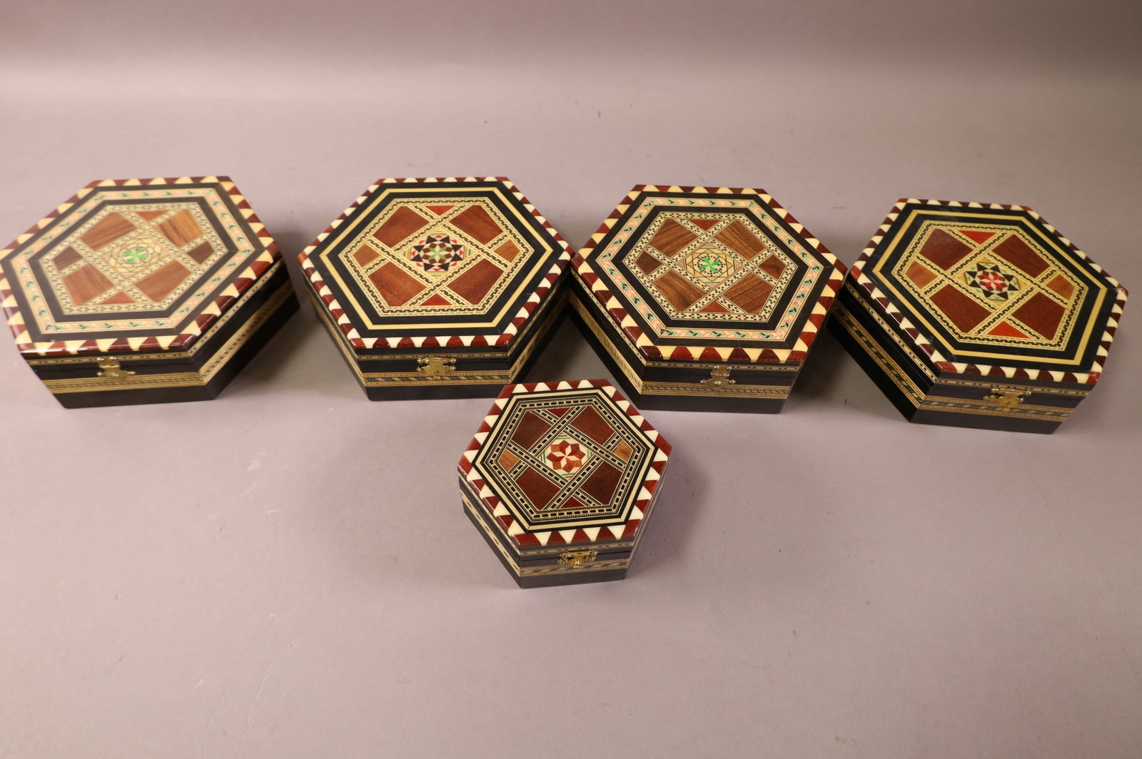 LOT OF 5 INLAID DRESSER BOXES (1 of 4)