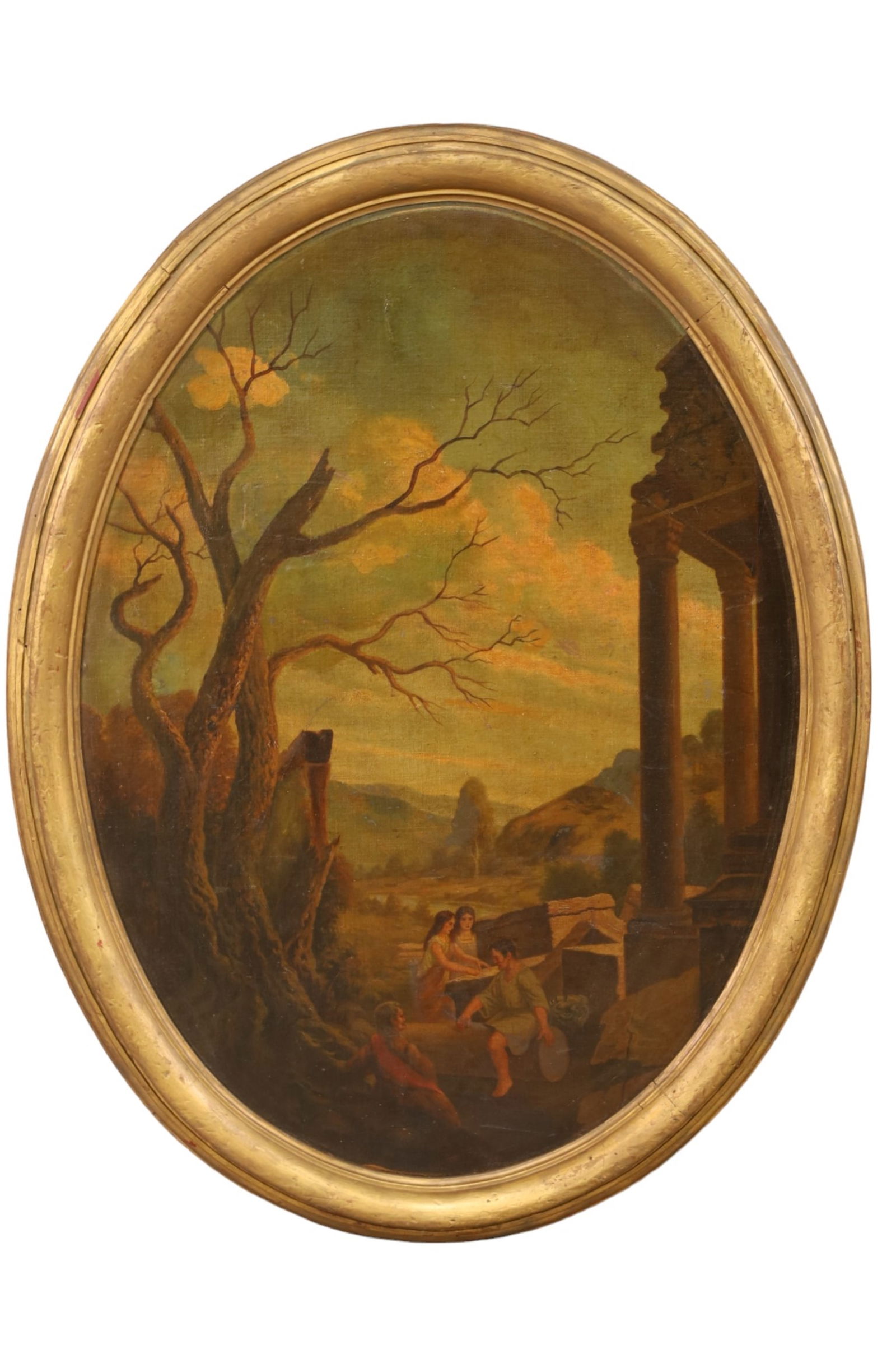 LARGE ANTIQUE ROMAN SCENE OIL PAINTING (1 of 2)