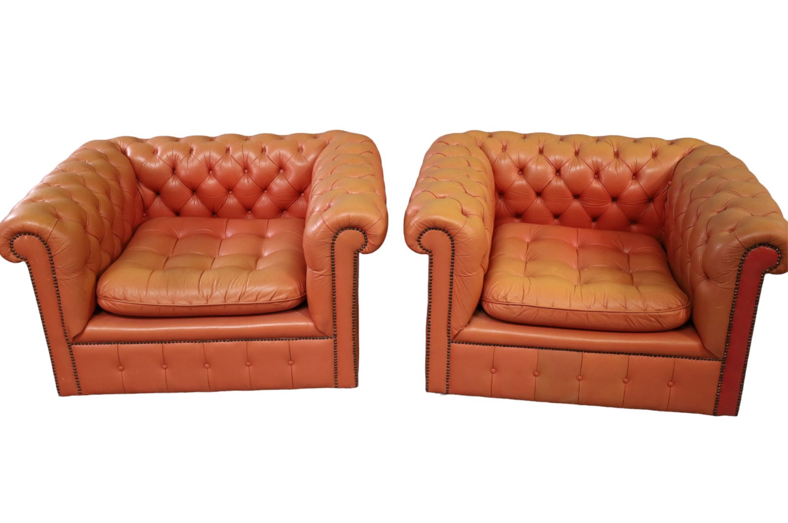 PAIR OF CHESTERFIELD STYLE PARLOR CHAIRS (1 of 4)