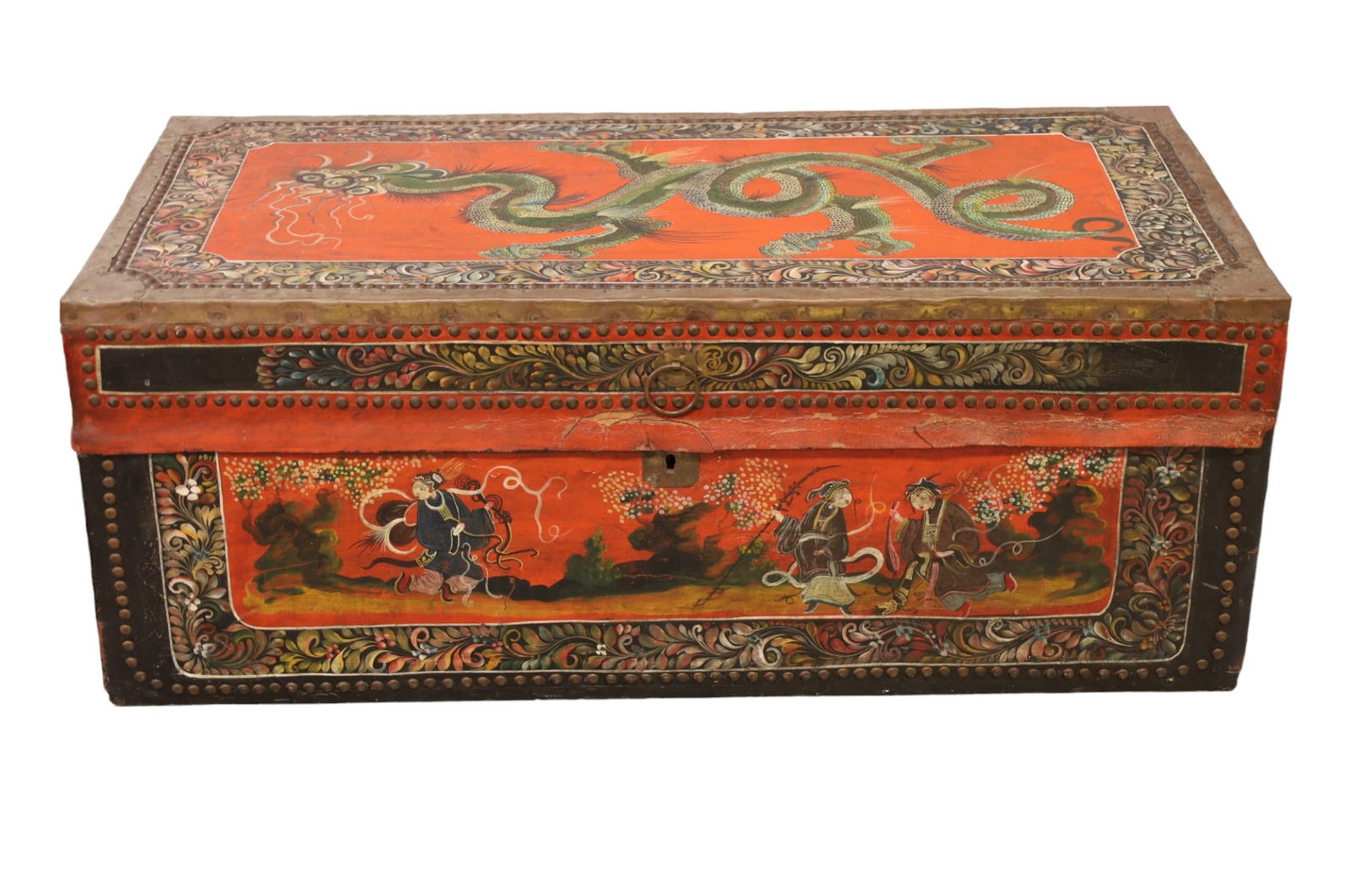 ASIAN POLYCHROME DECORATED TRUNK (1 of 7)