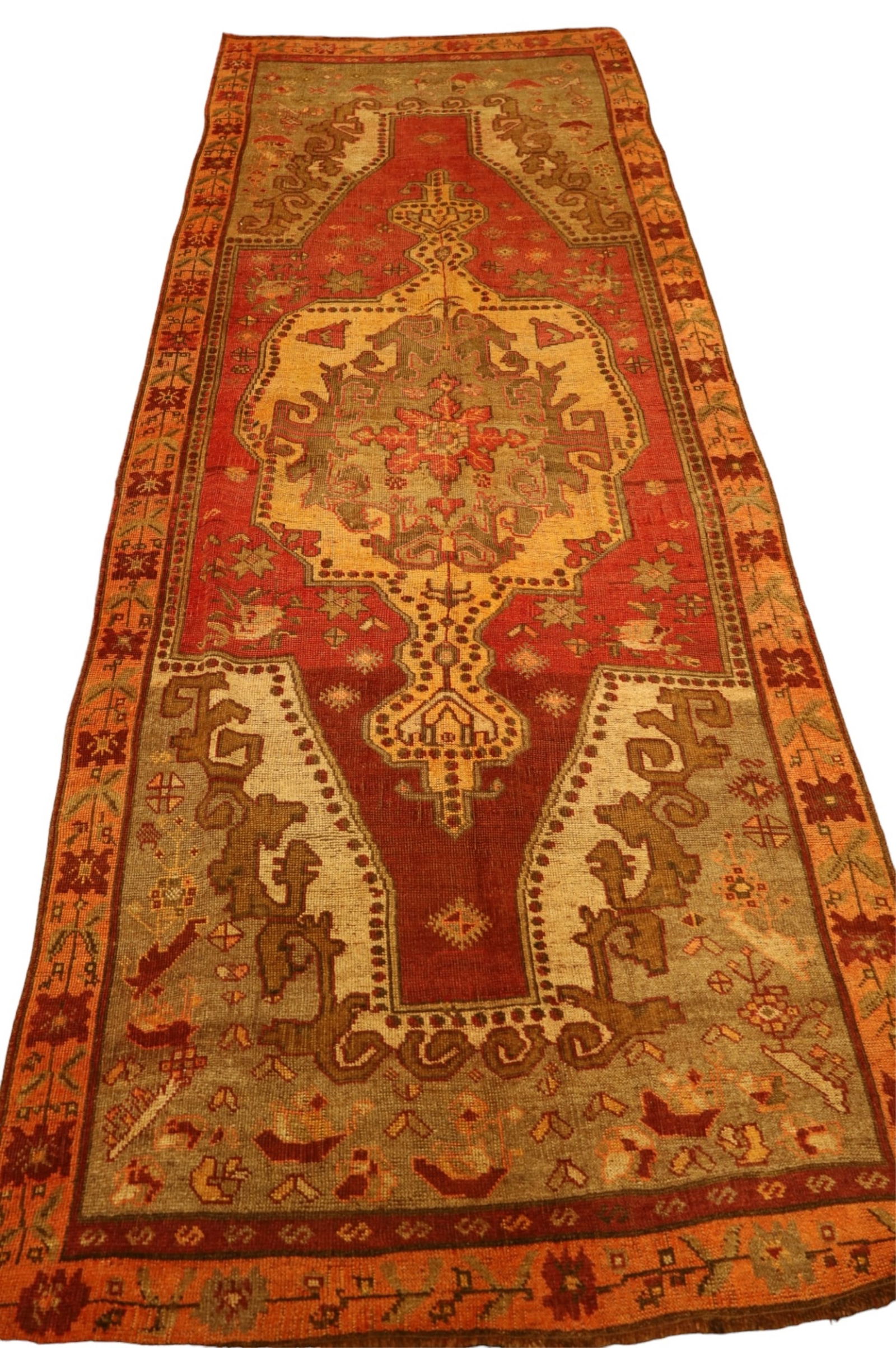 APPROX 4' 7" x 11' 6" HANDMADE WOOL RUG (1 of 4)