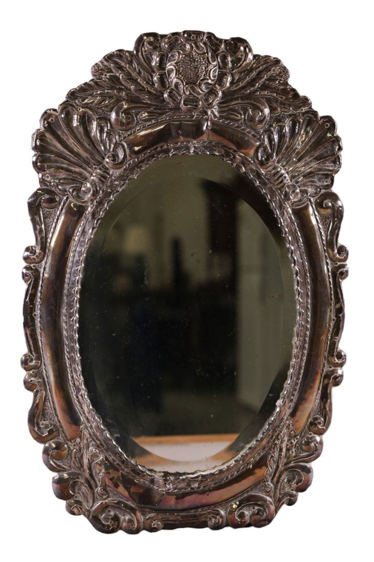 900 SILVER OVERLAY WALL MIRROR (1 of 4)