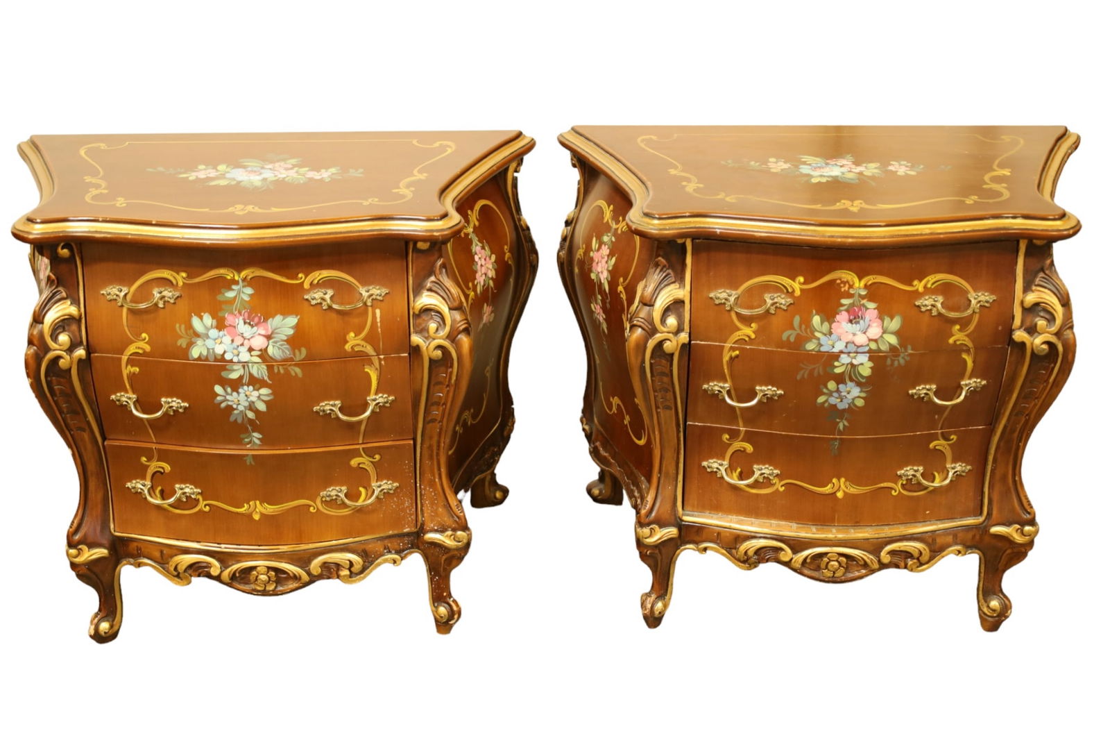 PAIR OF PAINTED BOMBAY NIGHTSTANDS (1 of 3)