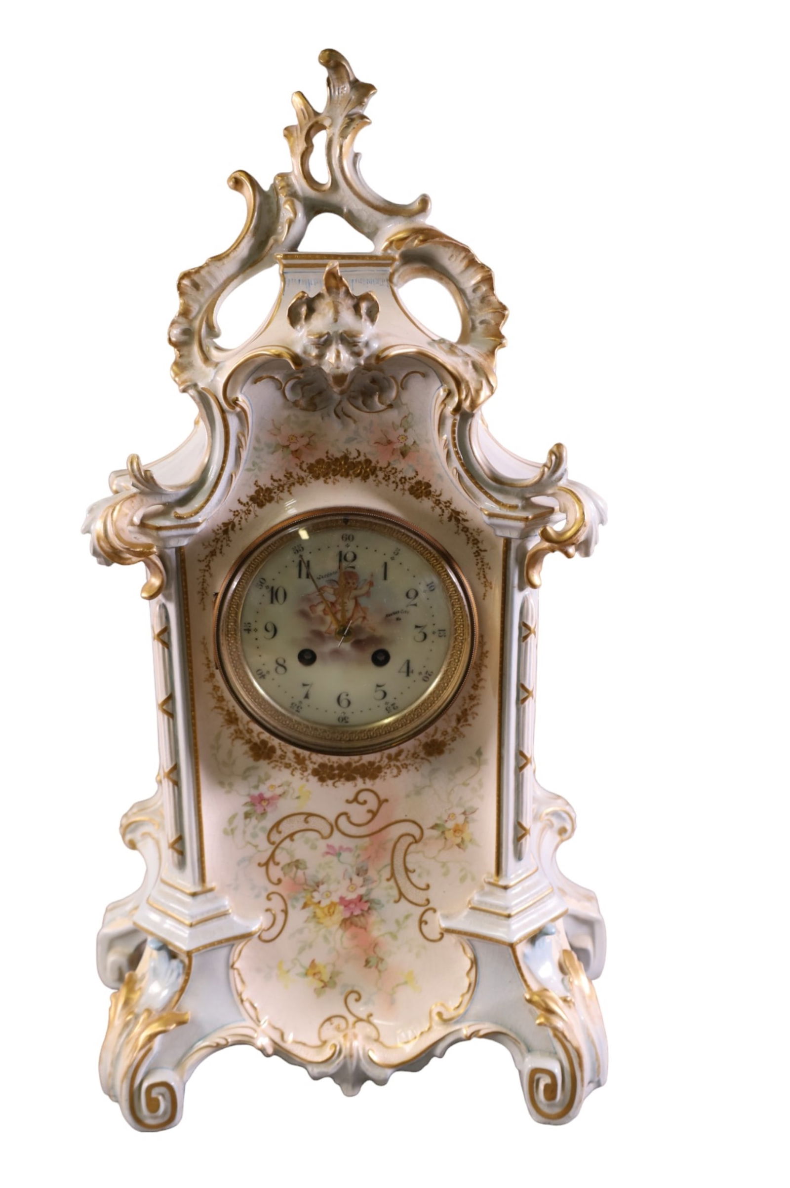 FRENCH PORCELAIN MANTLE CLOCK (1 of 5)