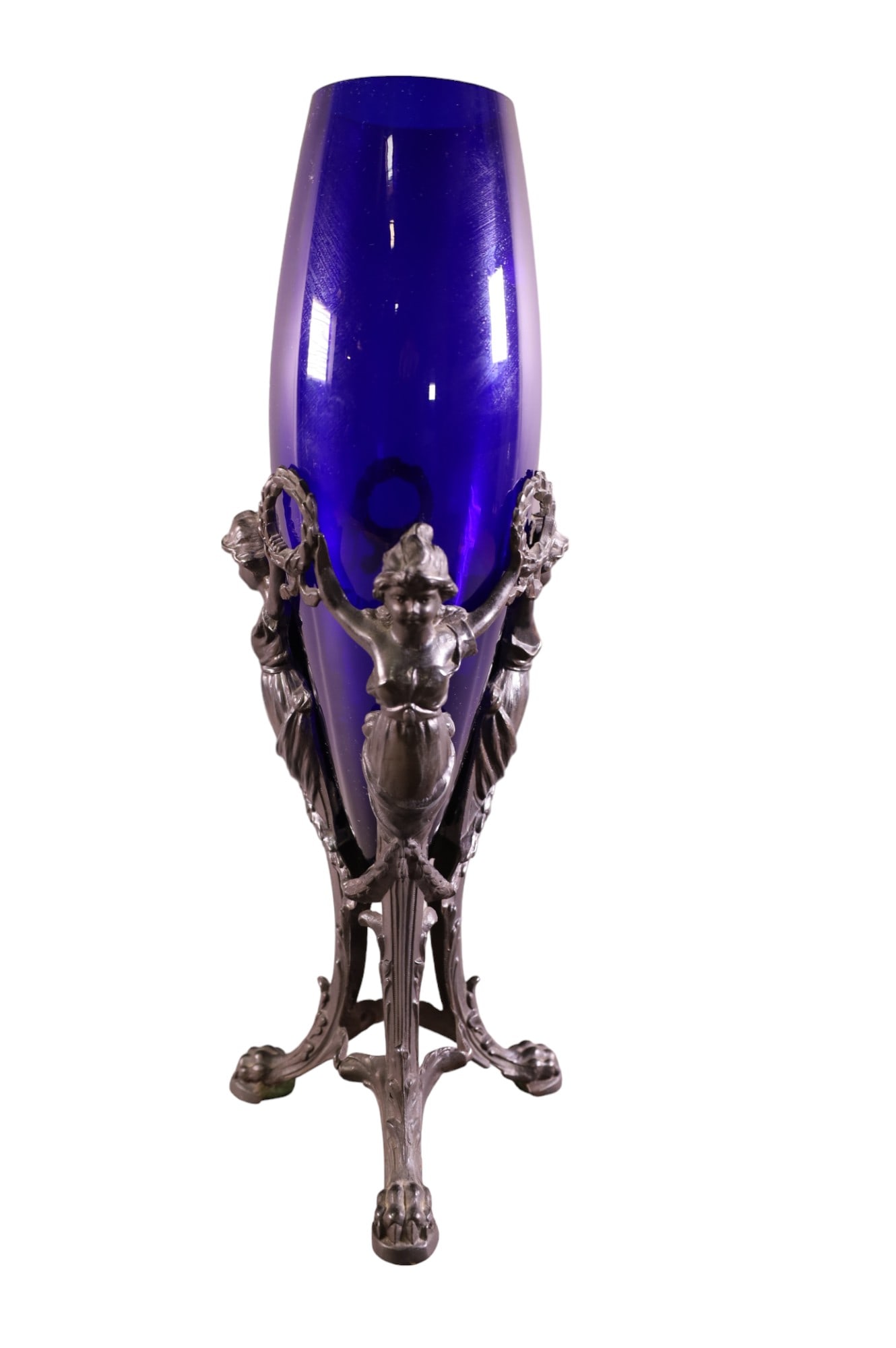 ART NOUVEAU COBALT GLASS VASE (1 of 3)