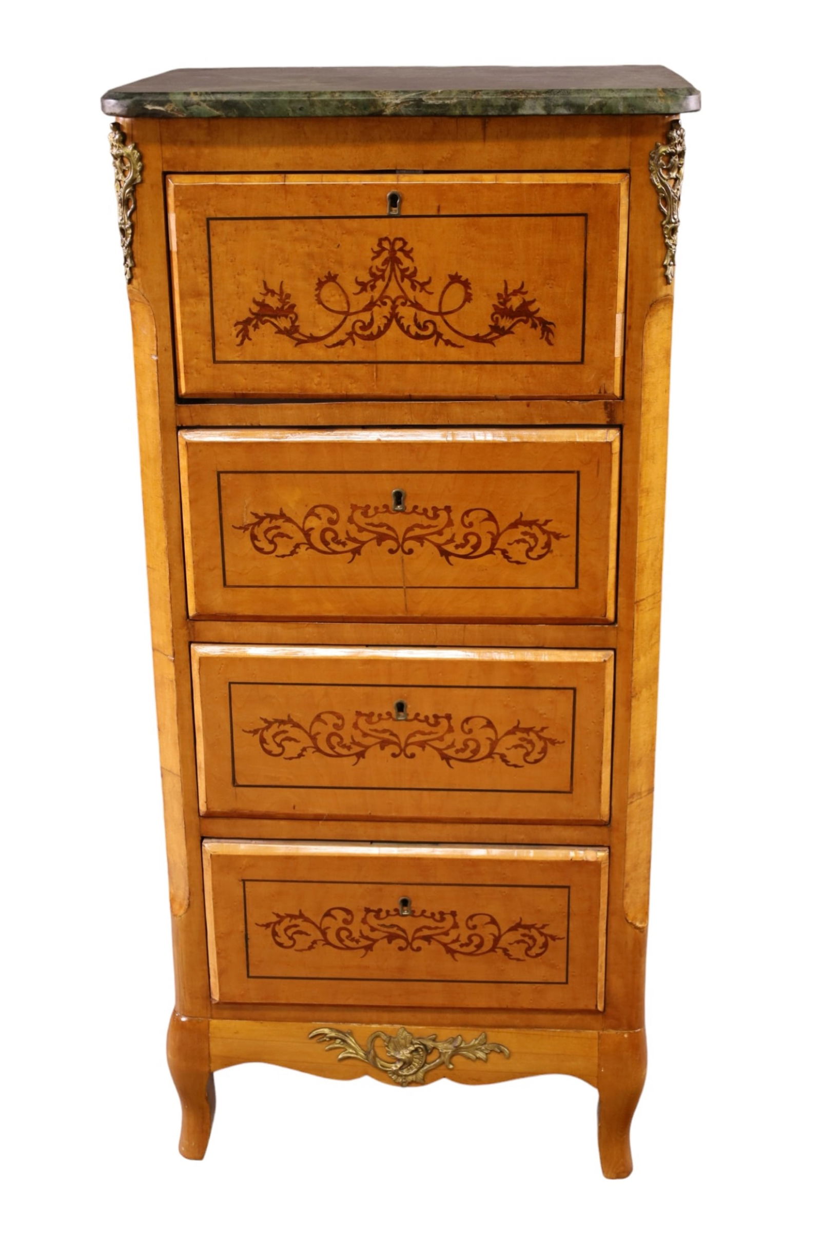 FRENCH STYLE MARBLE TOP TALL CHEST (1 of 5)