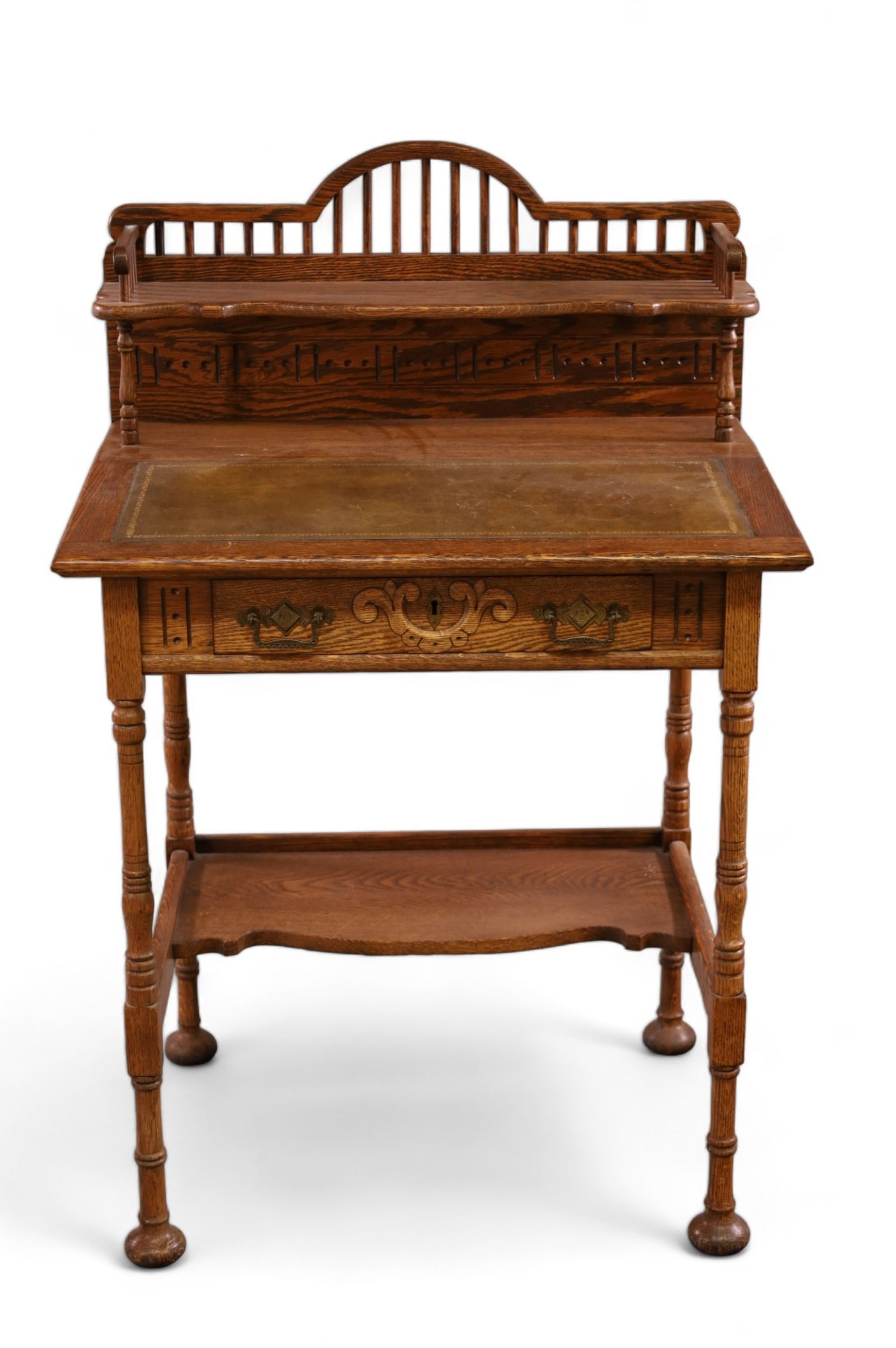 UNUSUAL AMERICAN OAK WRITING DESK (1 of 4)