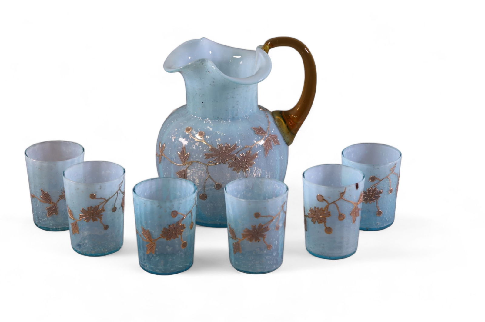 7 PIECE VICTORIAN OPALESCENT DRINK SET (1 of 3)