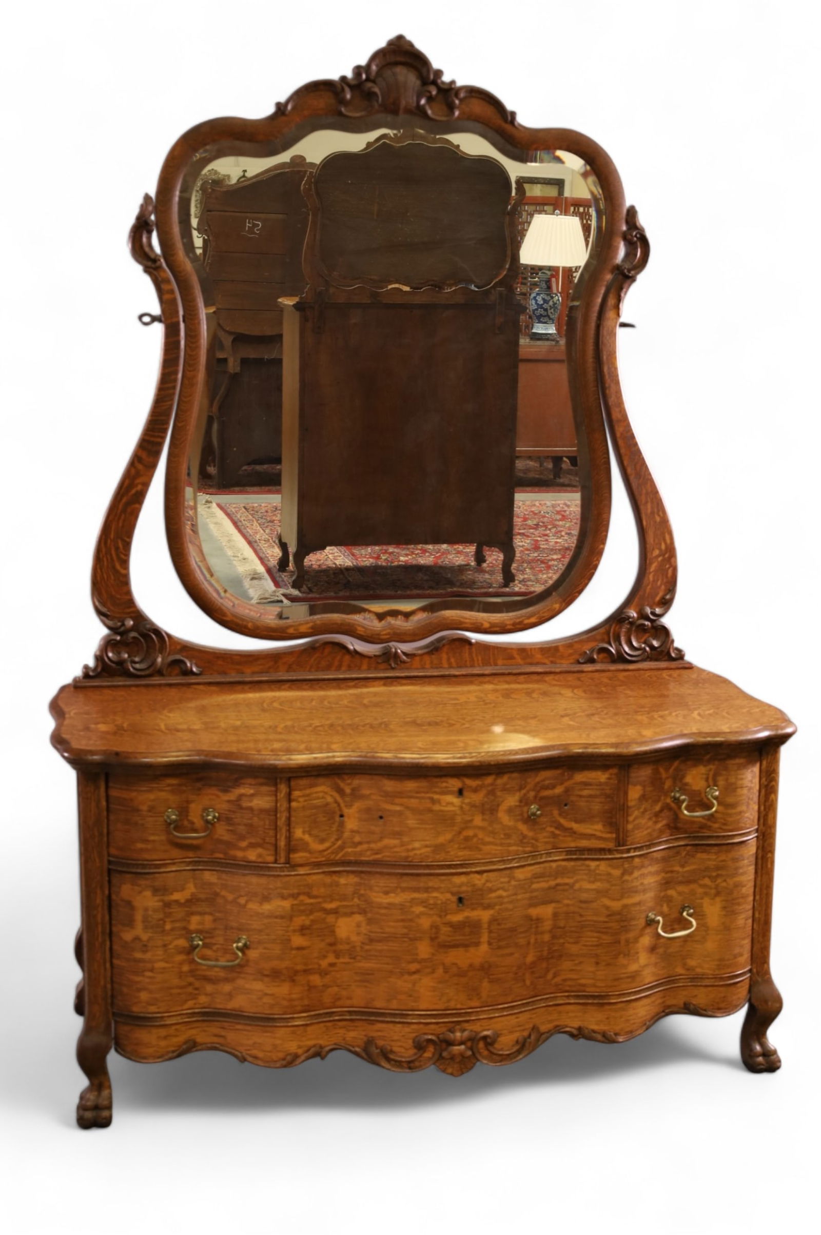 AM. OAK PRINCESS DRESSER WITH MIRROR (1 of 6)