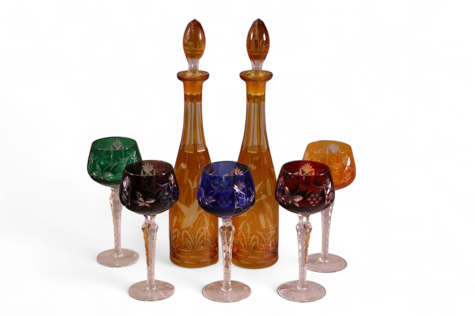 6 PIECES OF BOHEMIAN GLASS (1 of 3)