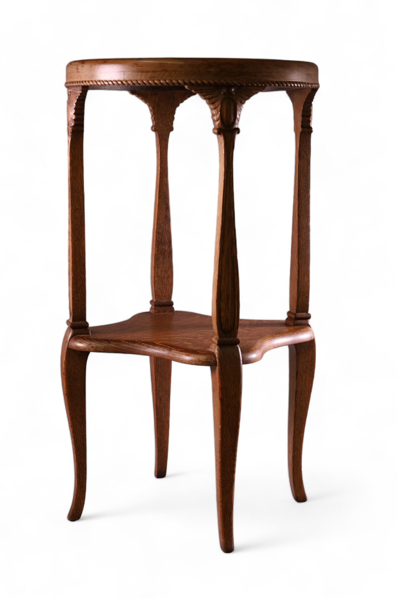 TWO TIER AMERICAN OAK SIDE TABLE (1 of 4)