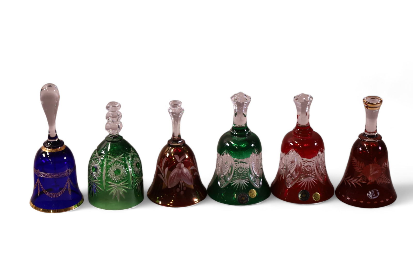 6 BOHEMIAN GLASS BELLS (1 of 3)