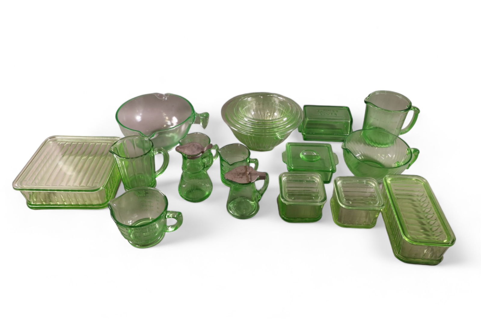 COLLECTION OF GREEN DEPRESSION GLASS (1 of 3)