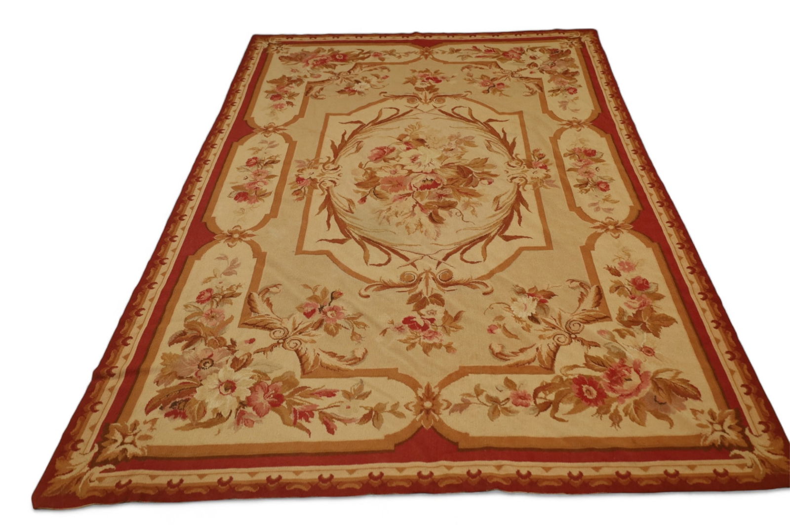 APPROX 8' 9" x 5' 7" HANDMADE AUBUSSON RUG (1 of 4)