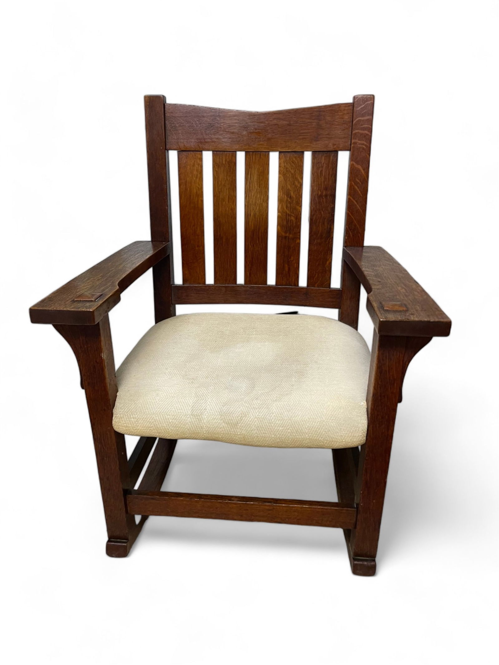 GUSTAV STICKLEY V BACK MISSION OAK ROCKER (1 of 5)