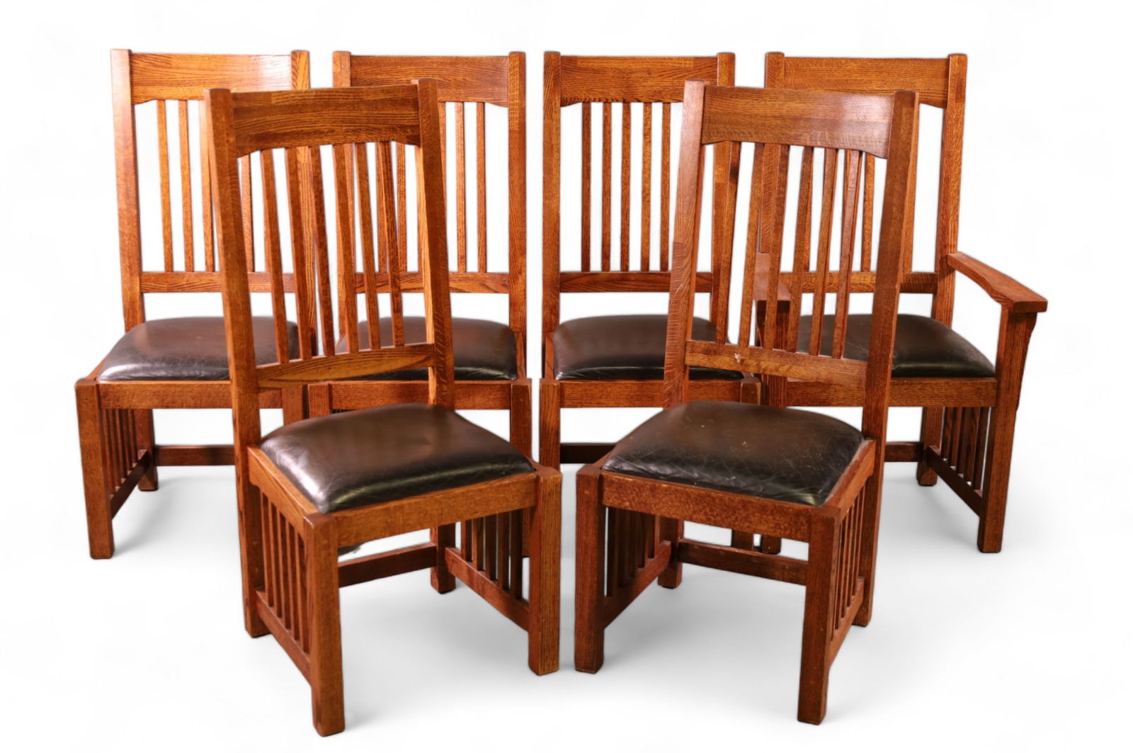 SET OF 6 CONTEMPORARY MISSION OAK CHAIRS (1 of 5)